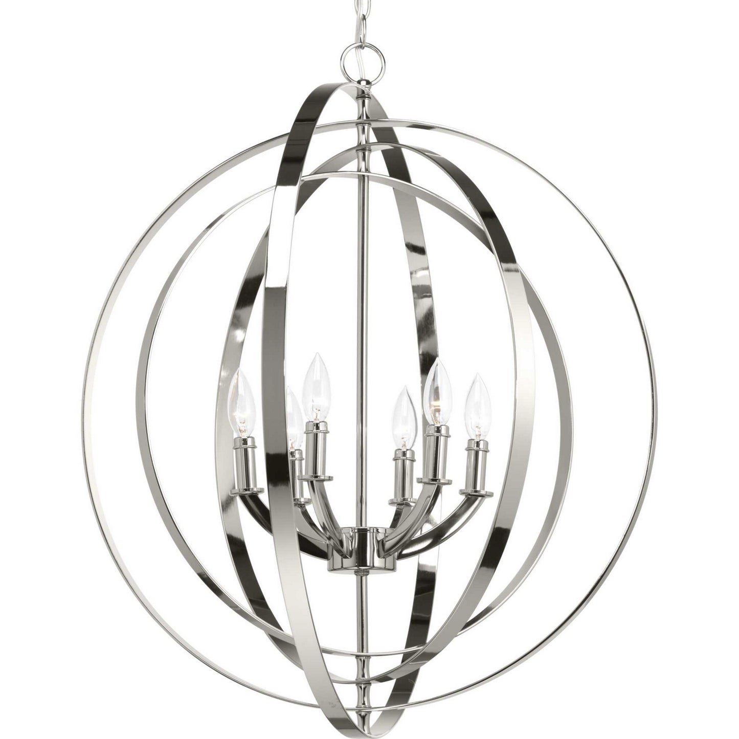 Equinox Six Light Pendant in Polished Nickel