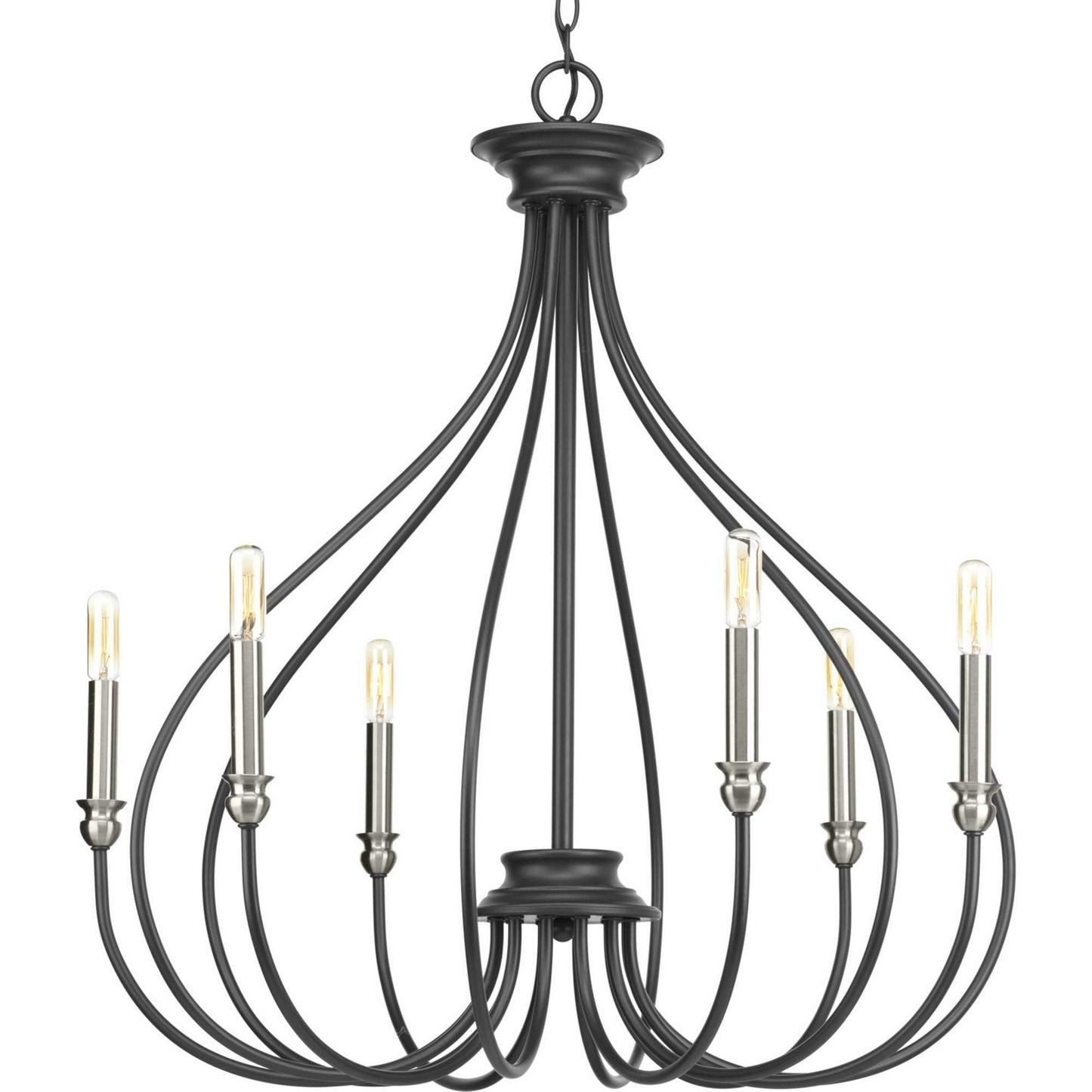 Progress Lighting - P400030-143 - Six Light Chandelier - Whisp - Graphite