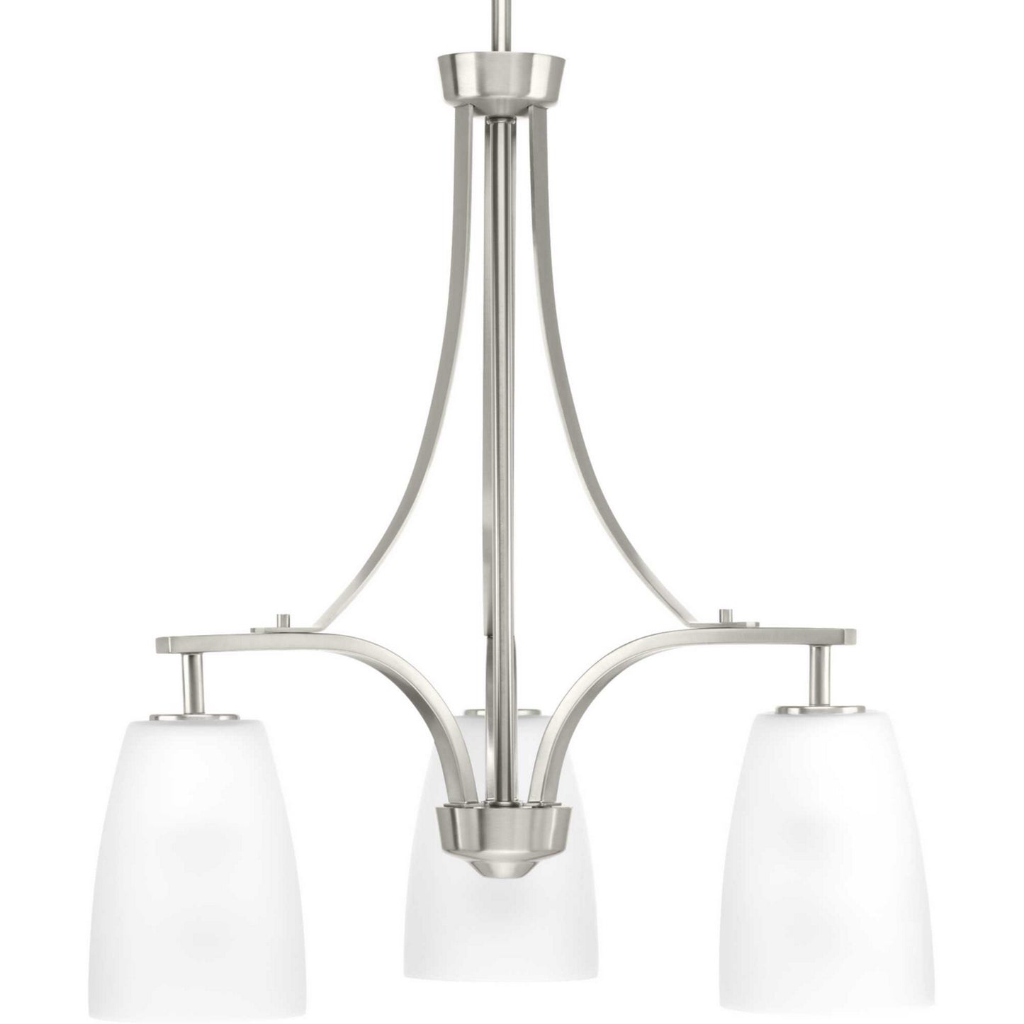 Leap Three Light Chandelier in Brushed Nickel