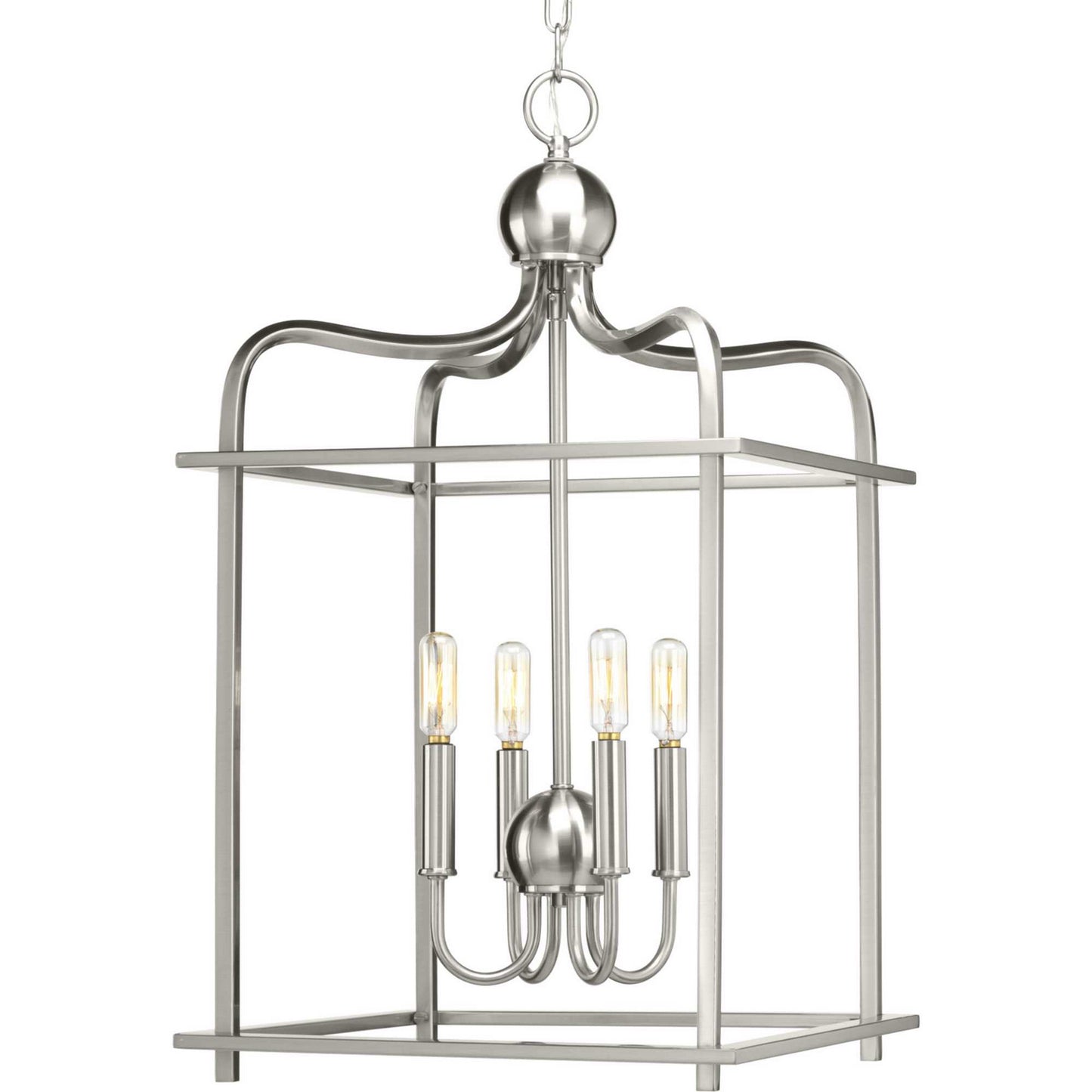 Assembly Hall Four Light Foyer Pendant in Brushed Nickel