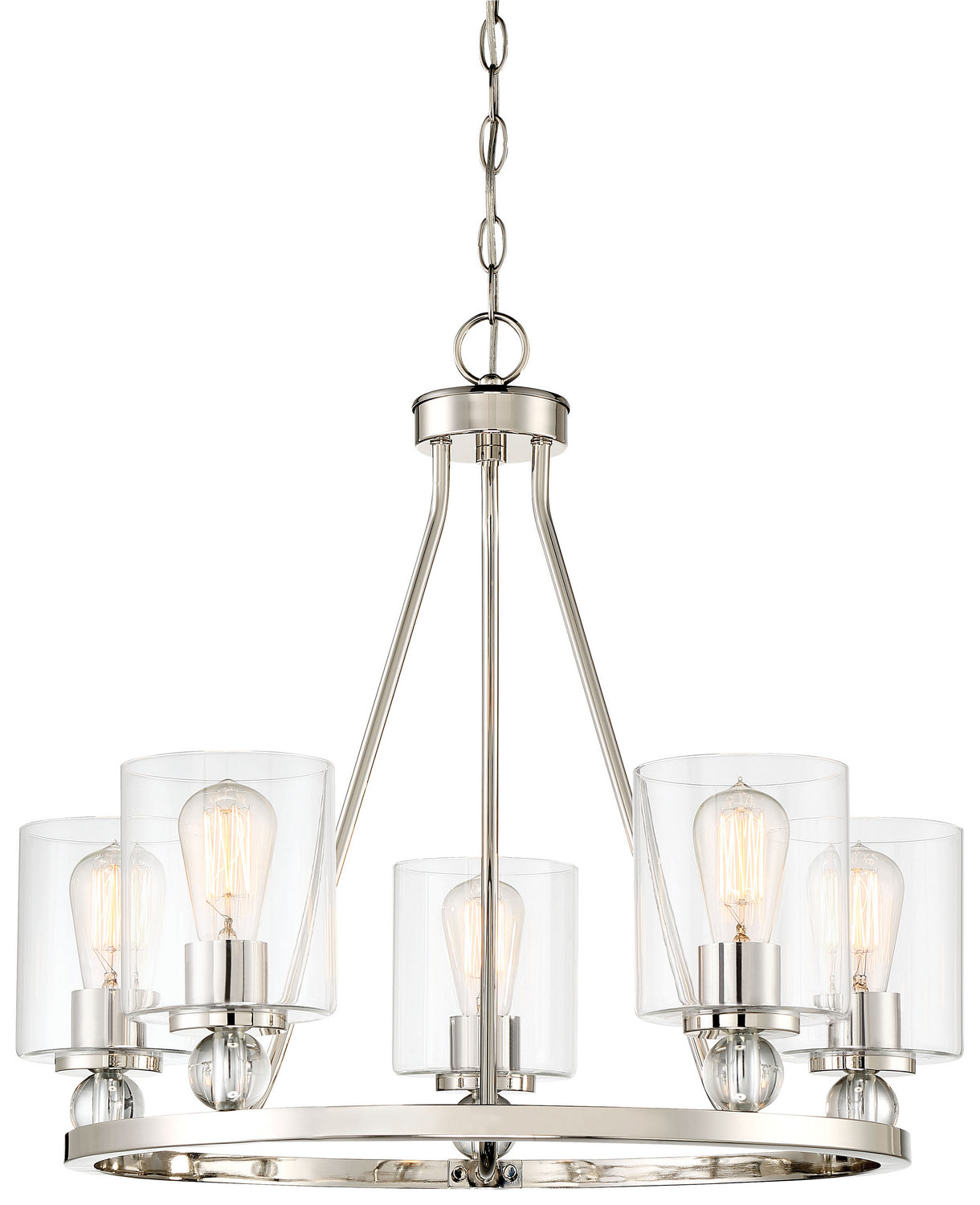 Studio 5 Five Light Chandelier in Polished Nickel