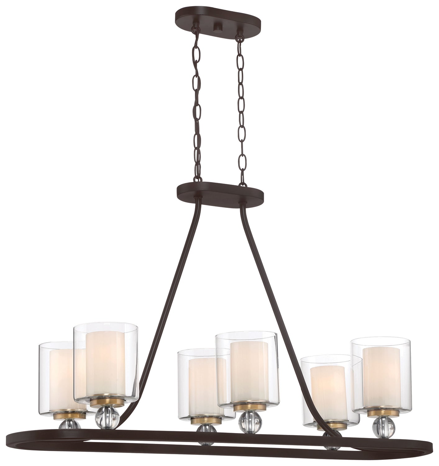 Studio 5 Five Light Island Pendant in Painted Bronze w/Natural Brushed Brass