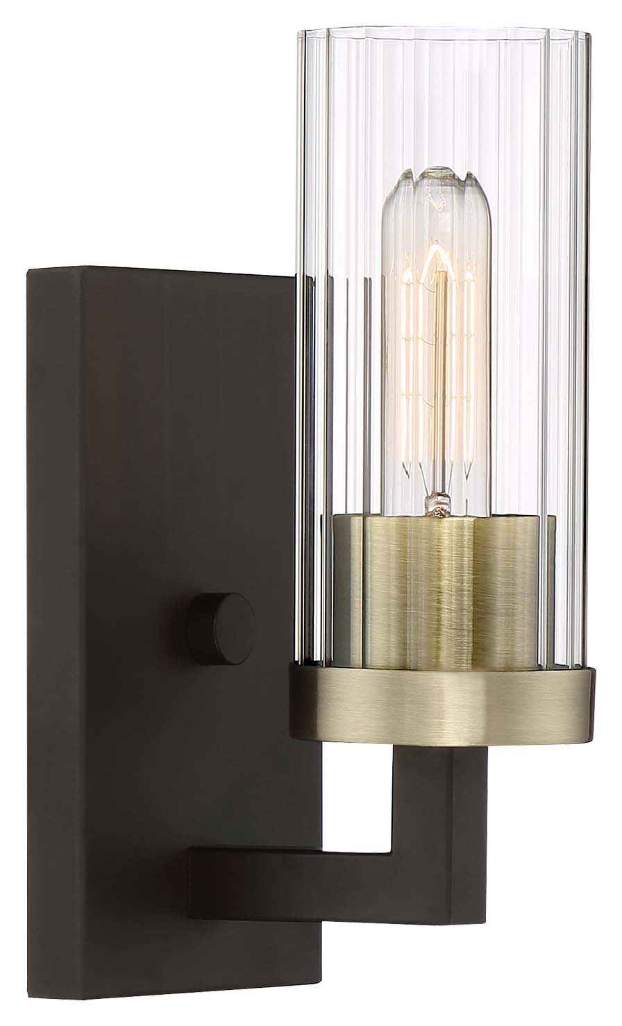 Ainsley Court One Light Bath in Aged Kinston Bronze w/Brushed Brass Highlights