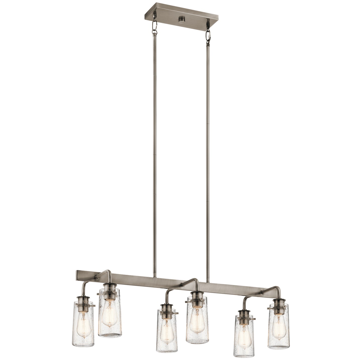 Braelyn Six Light Linear Chandelier in Classic Pewter