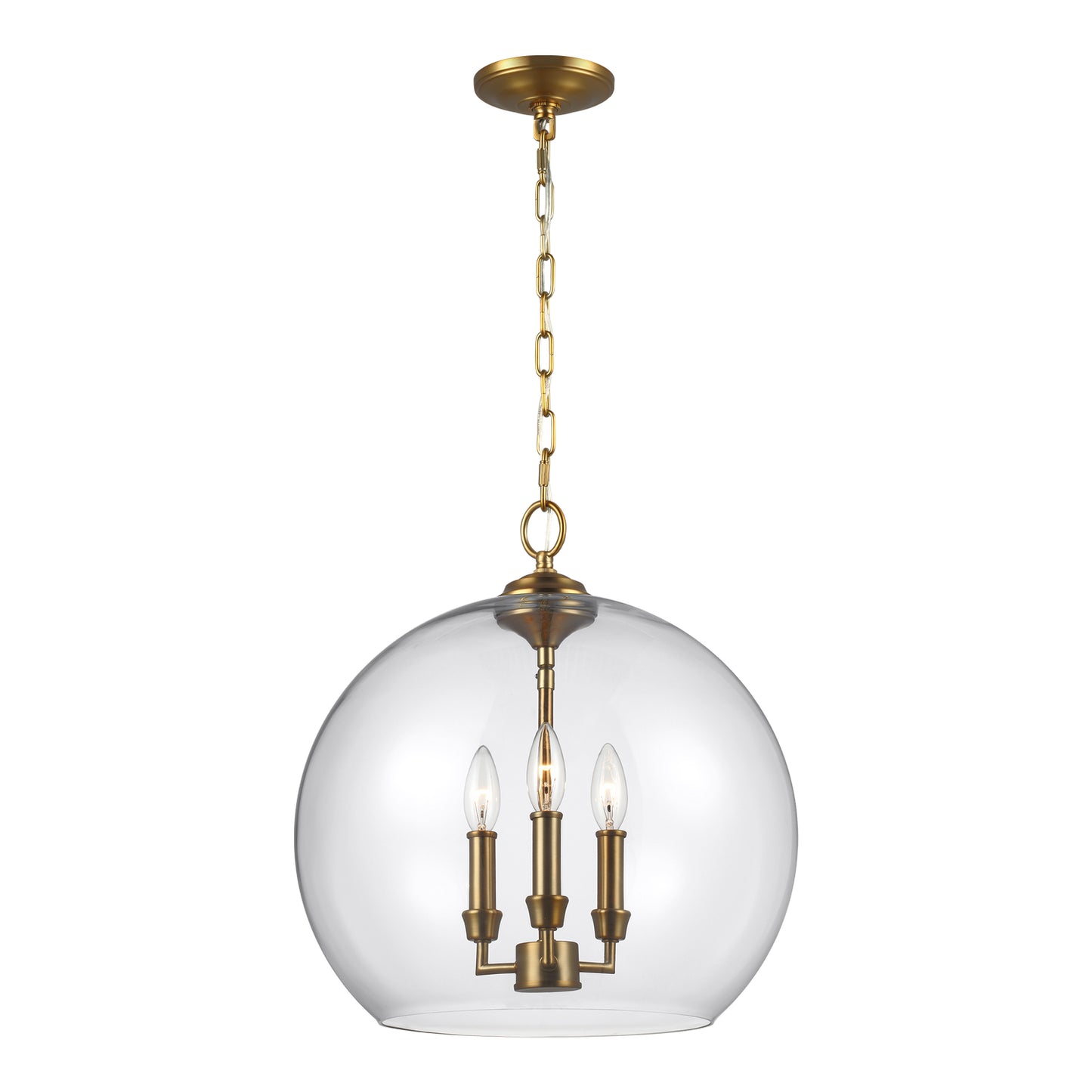 Lawler Three Light Pendant in Burnished Brass