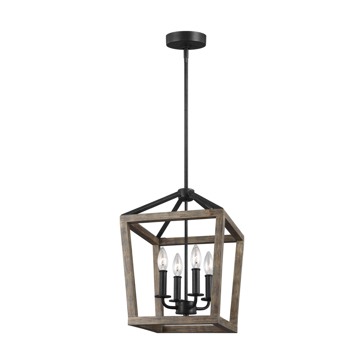 Gannet Four Light Chandelier in Weathered Oak Wood / Antique Forged Iron