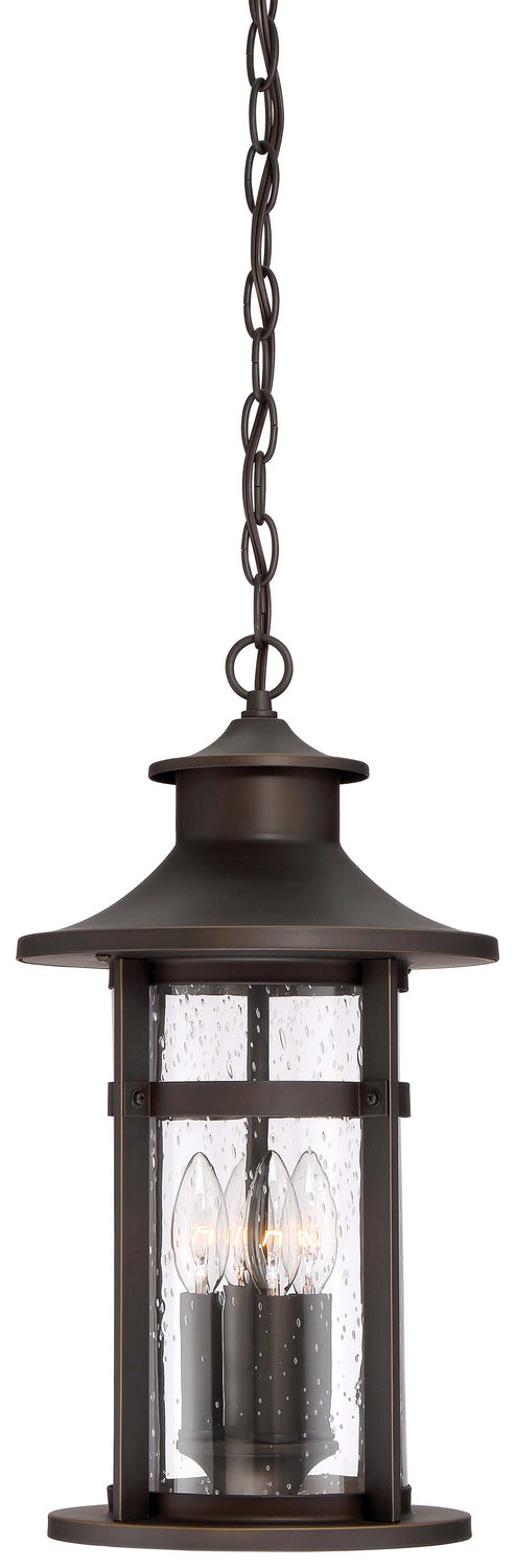 Highland Ridge Four Light Outdoor Chain Hung in Oil Rubbed Bronze w/Gold Highlights
