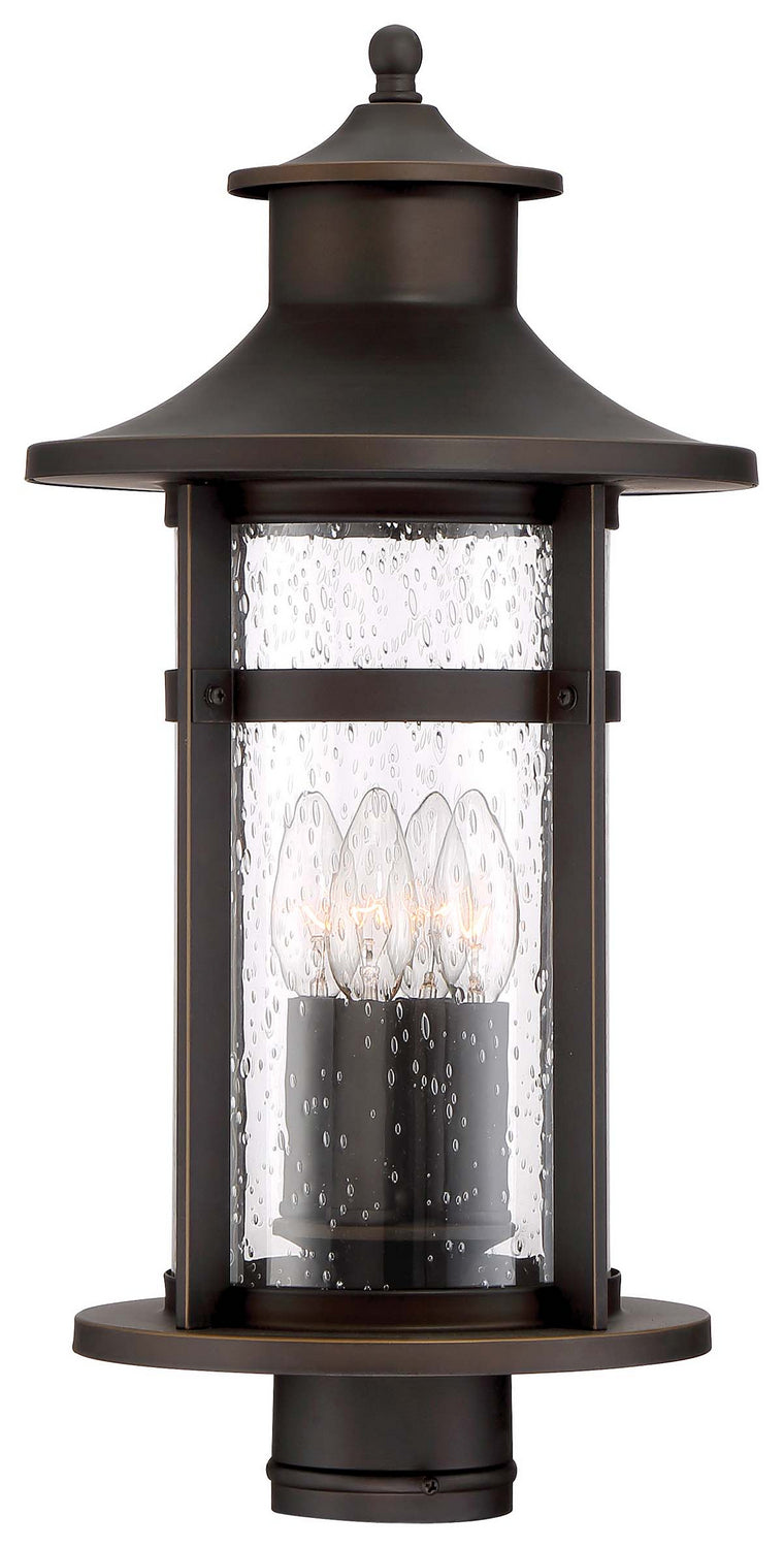 Highland Ridge Four Light Outdoor Post Mount in Oil Rubbed Bronze w/Gold Highlights