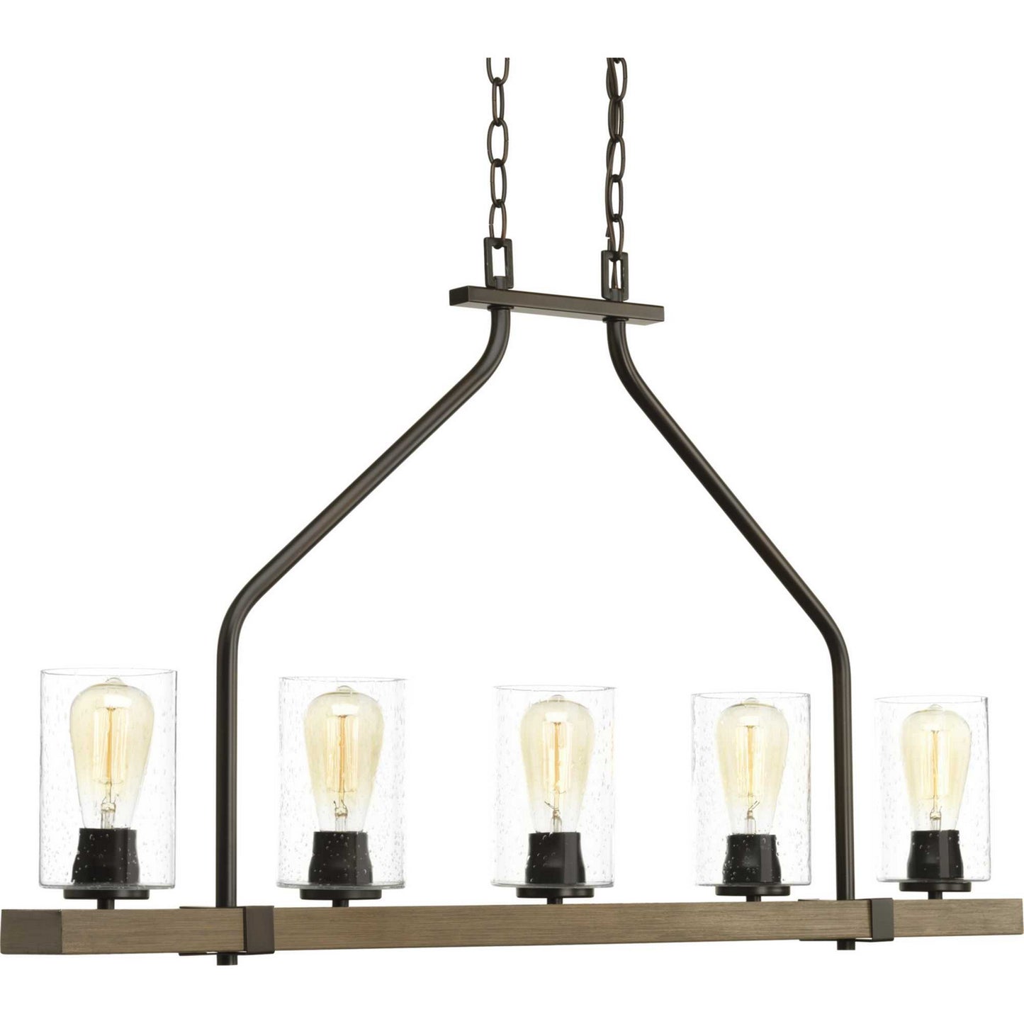 Barnes Mill Five Light Linear Chandelier in Antique Bronze
