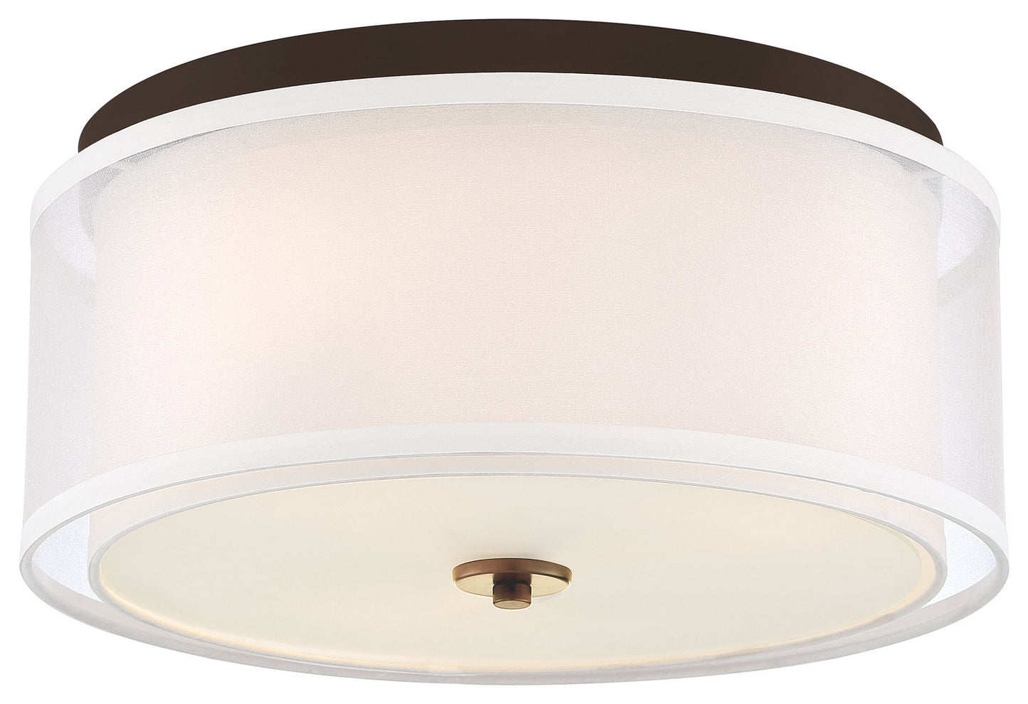 Studio 5 Three Light Flush Mount in Painted Bronze w/Natural Brushed Brass