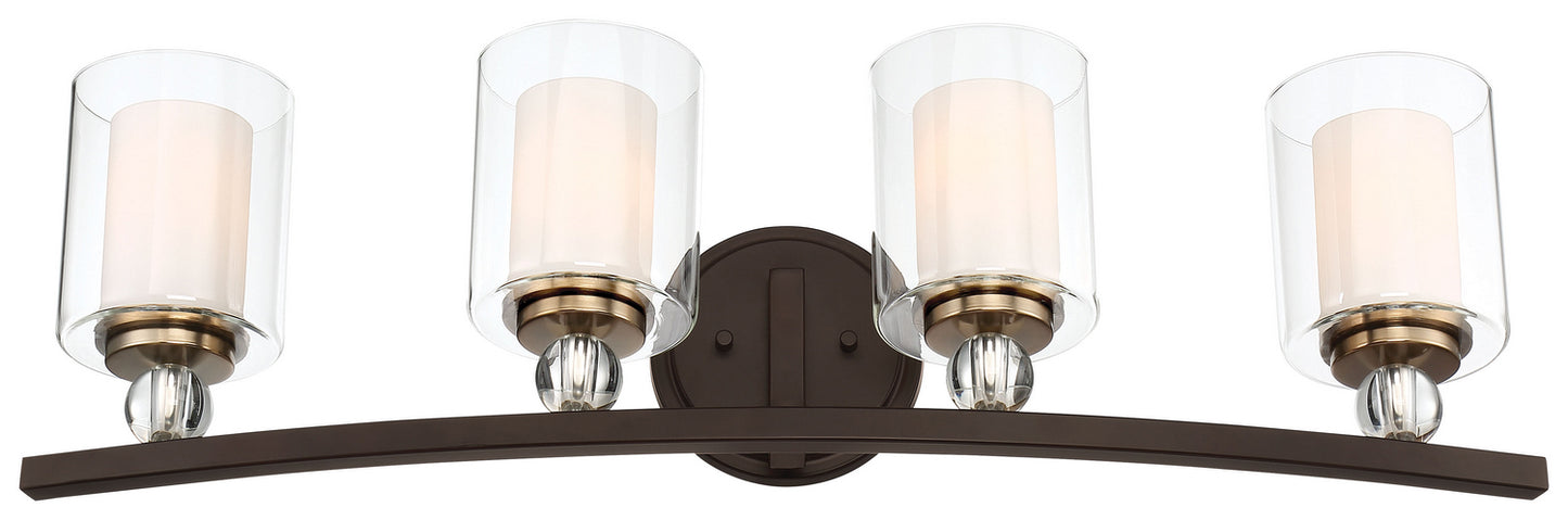 Studio 5 Four Light Bath in Painted Bronze w/Natural Brushed Brass