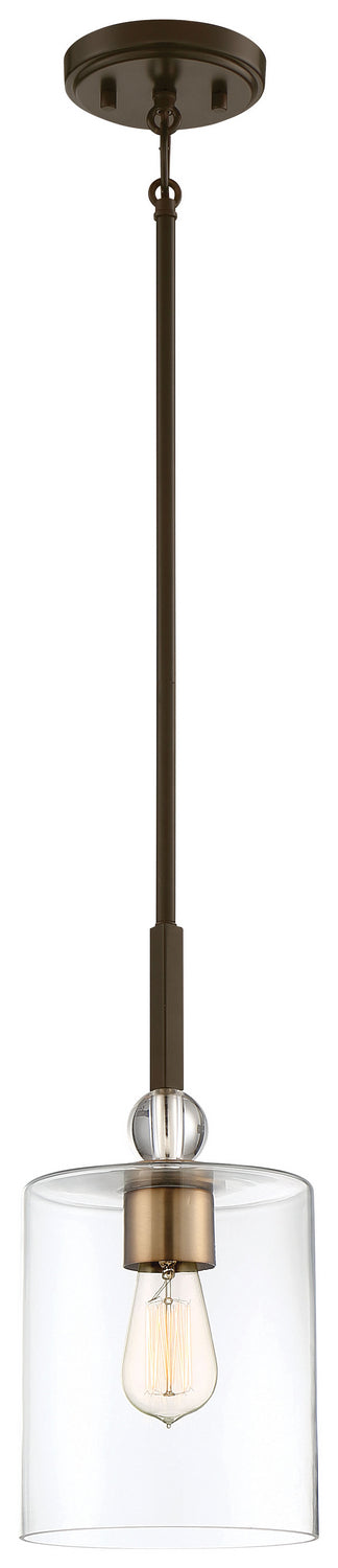 Studio 5 One Light Mini Pendant in Painted Bronze w/Natural Brushed Brass