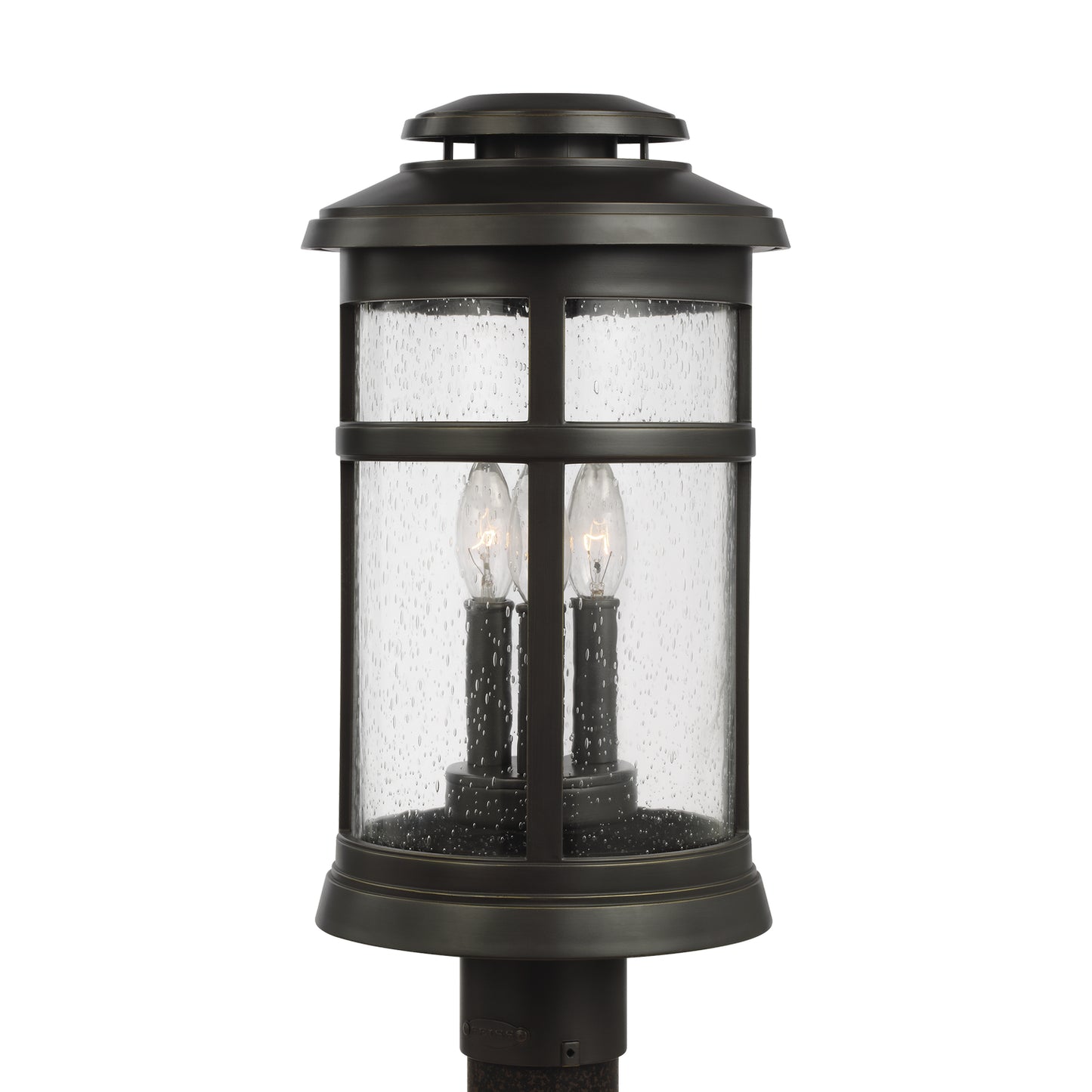 Newport Three Light Outdoor Post Lantern in Antique Bronze