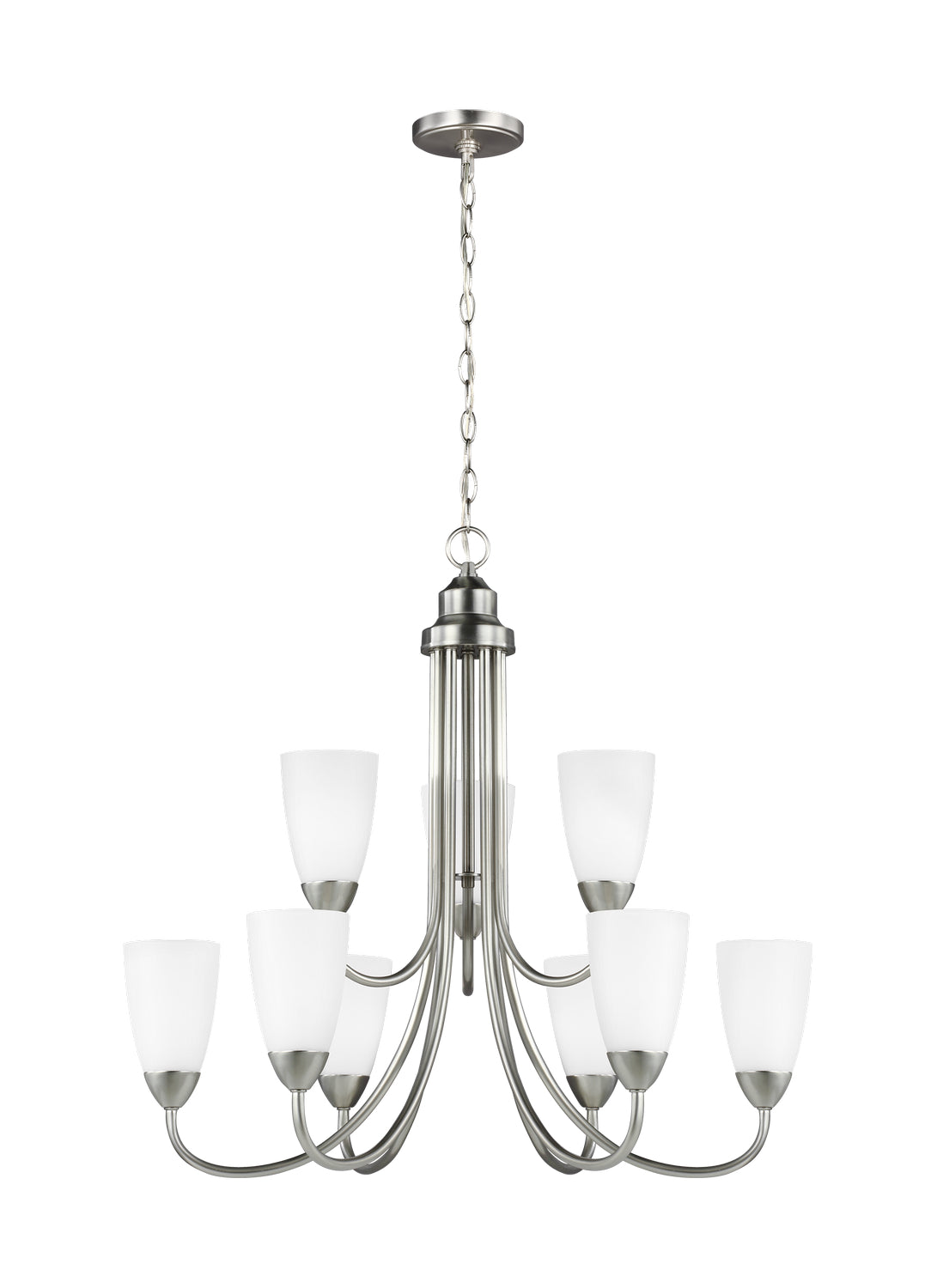 Seville Nine Light Chandelier in Brushed Nickel