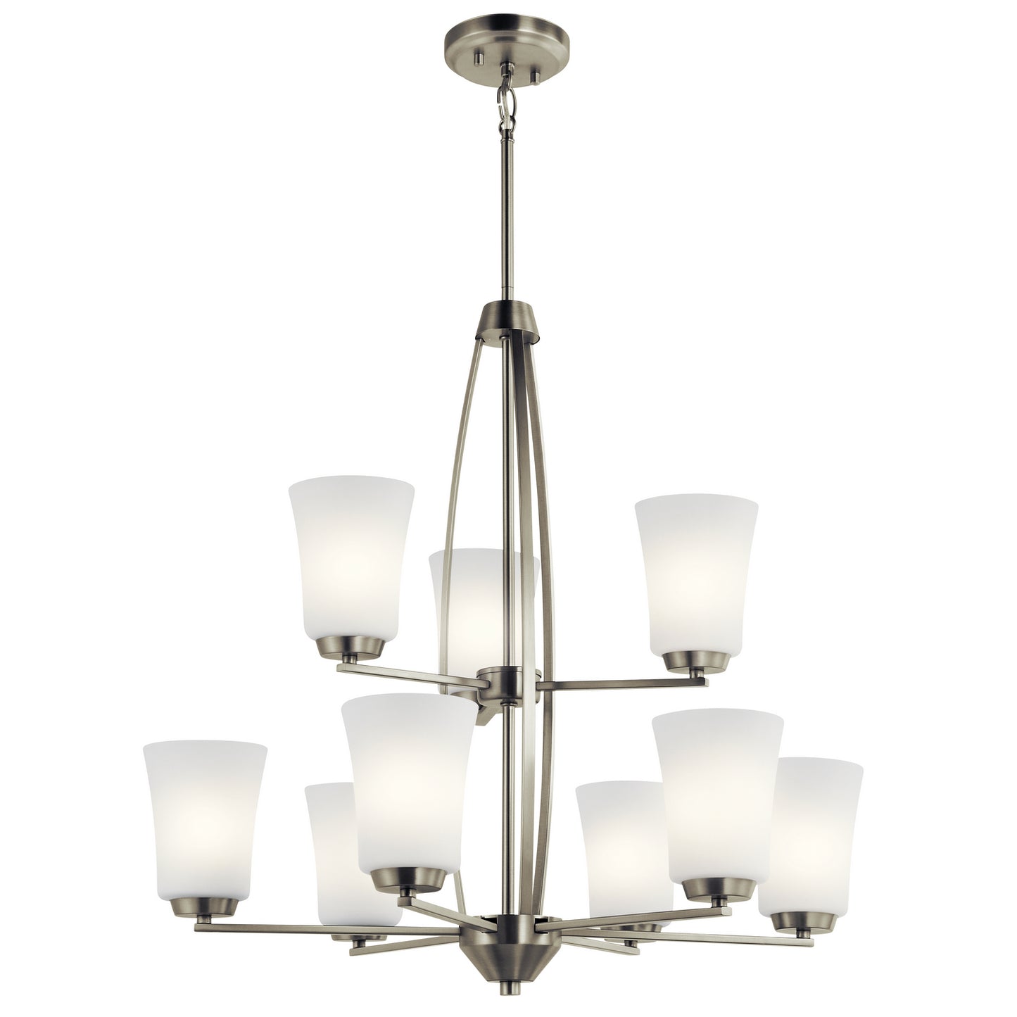 Tao Nine Light Chandelier in Brushed Nickel