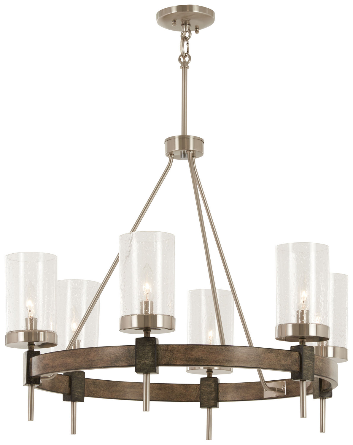 Bridlewood Six Light Chandelier in Stone Grey w/Brushed Niickel