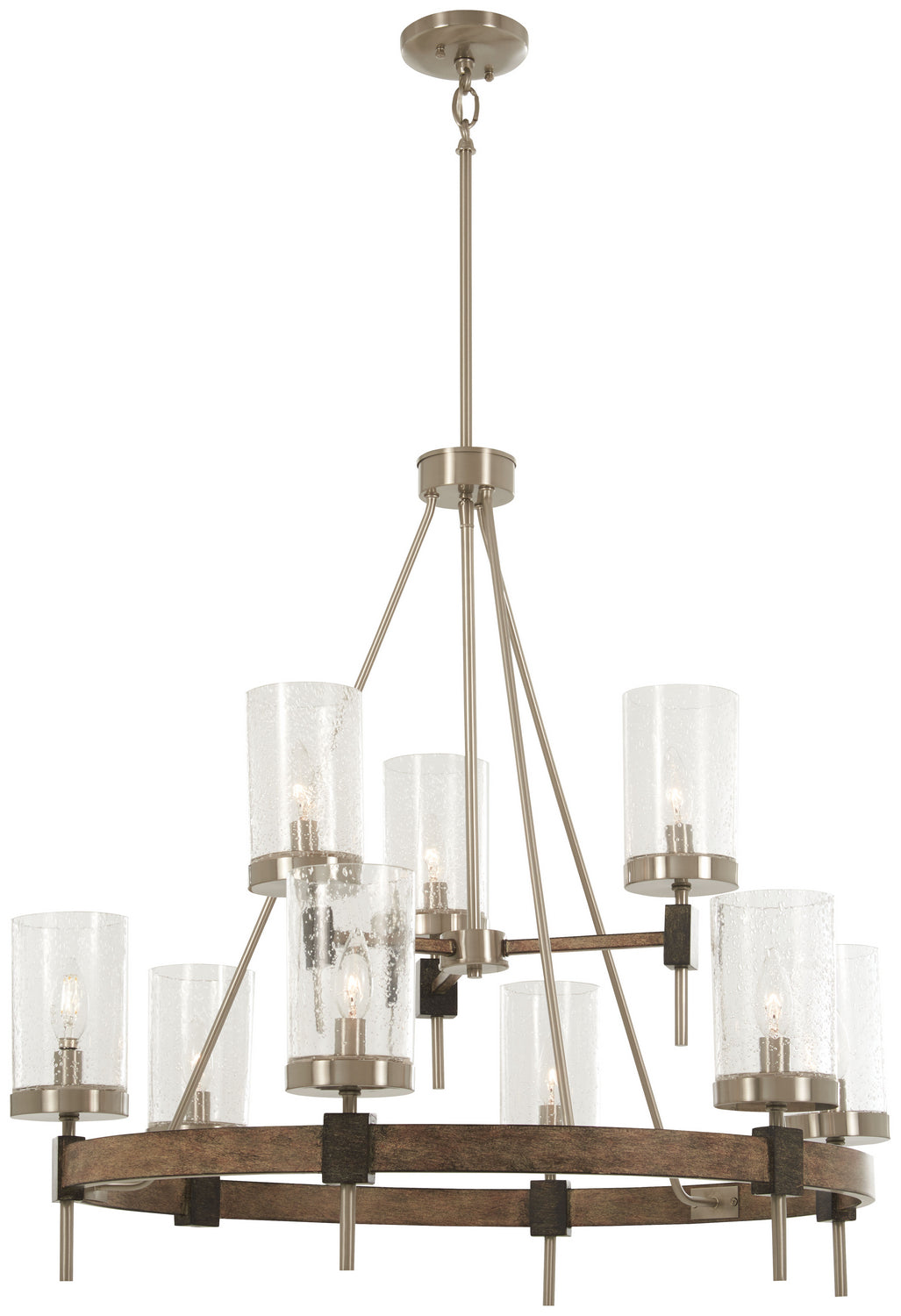 Bridlewood Nine Light Chandelier in Stone Grey w/Brushed Nickel