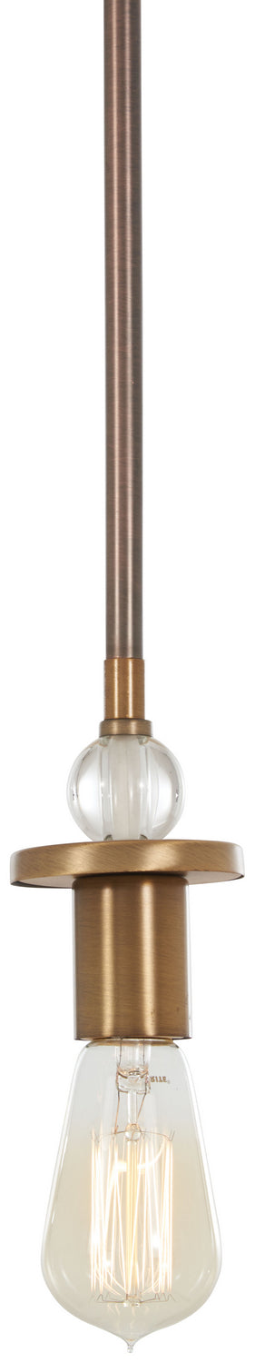 (4-Pack) Safra One Light Mini Pendant in Harvard Court Bronze w/Natural Brushed Brass