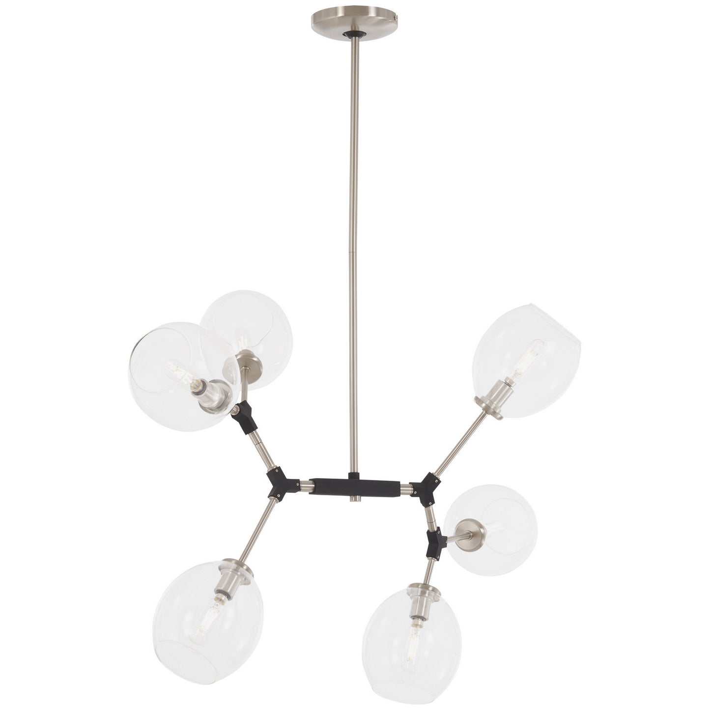 Nexpo Six Light Pendant in Brushed Nickel With Black
