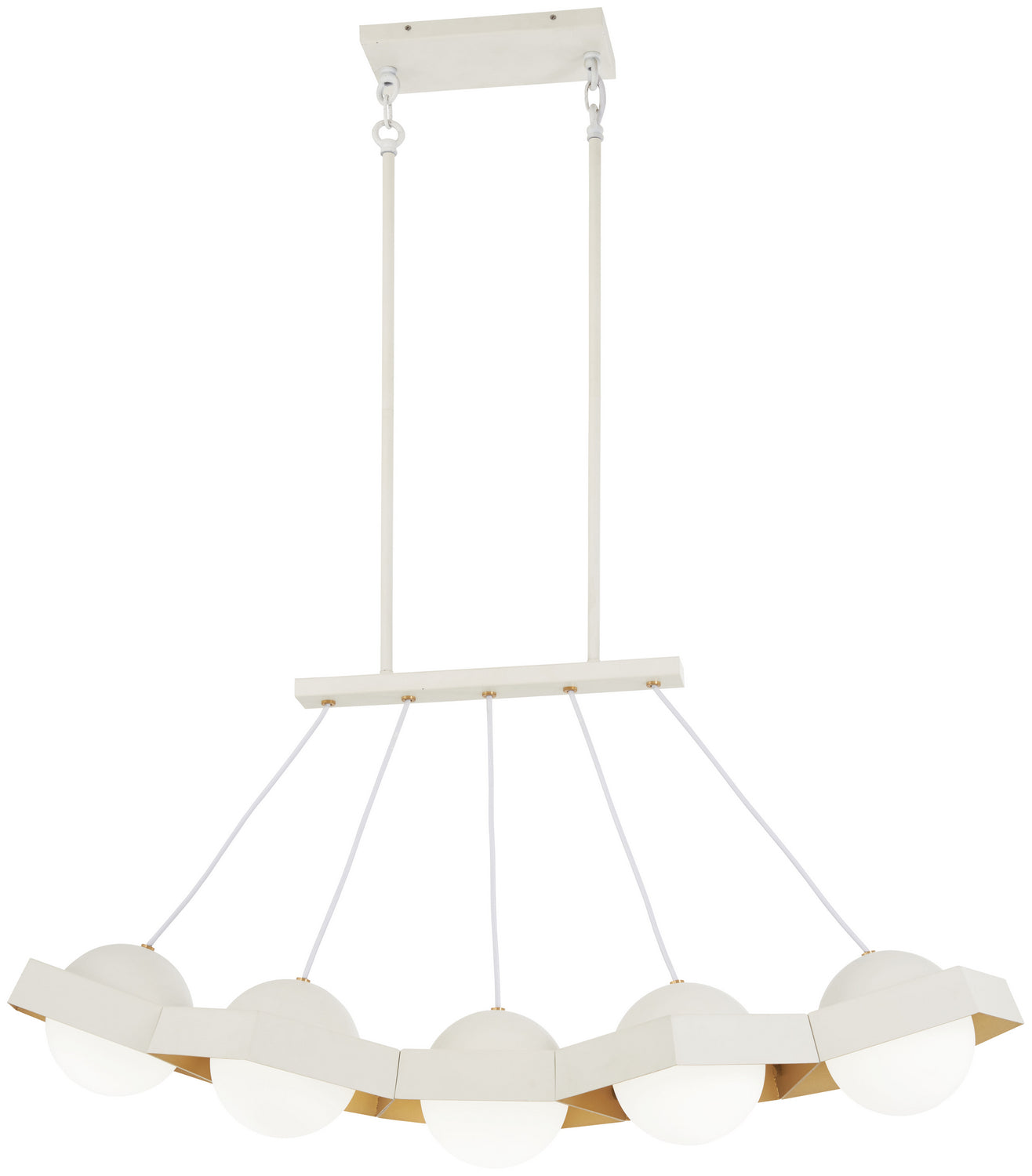 Five-O LED Island Pendant in Textured White Exterior with Gold Leaf Interior