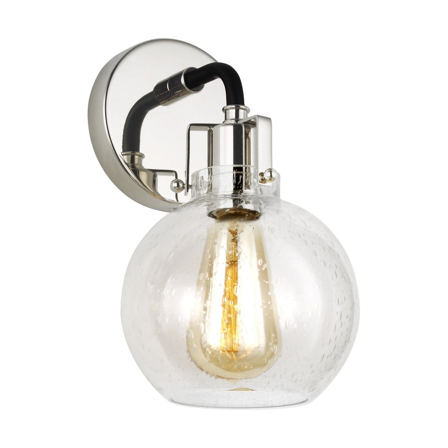 Clara One Light Wall Sconce in Polished Nickel/Textured Black