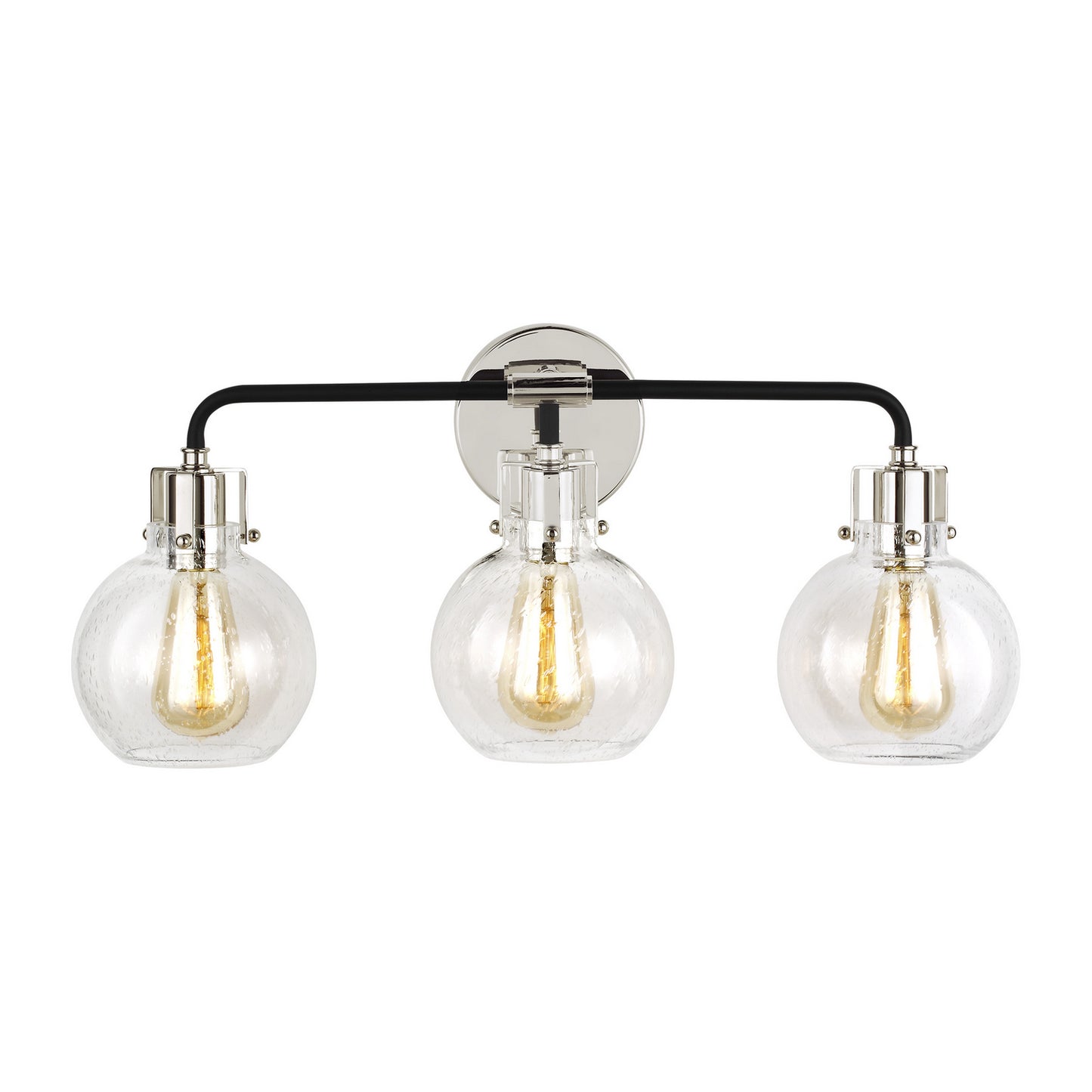 Clara Three Light Vanity in Polished Nickel/Textured Black