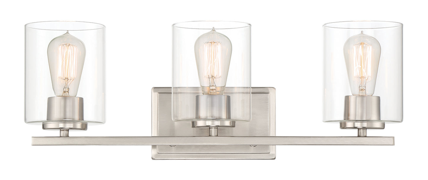 Liam Three Light Bathroom in Platinum (Satin)