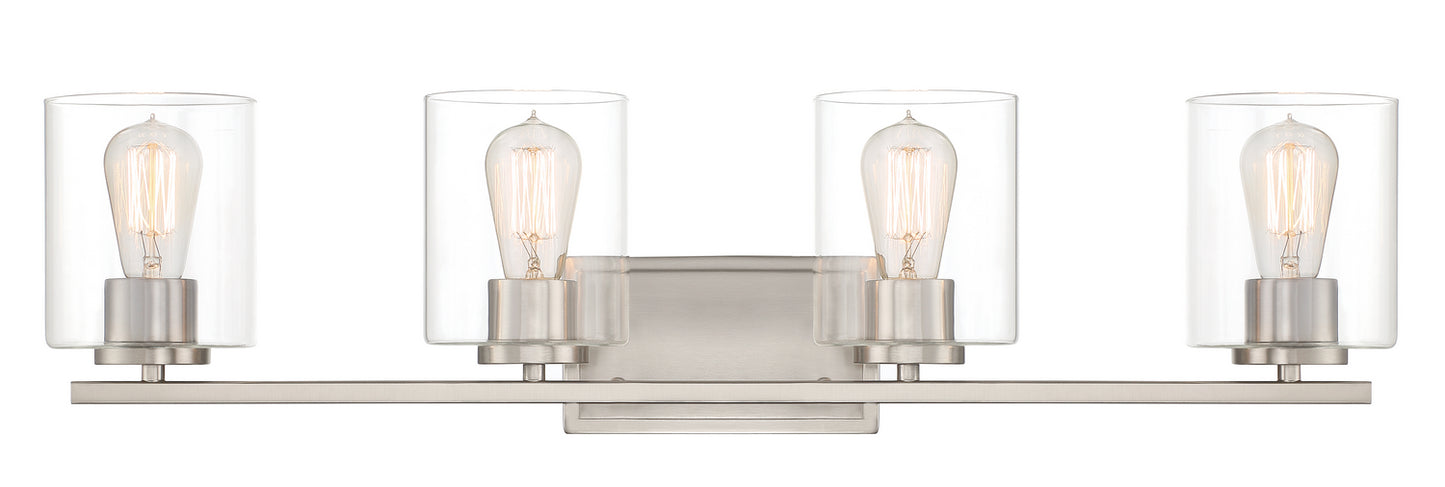 Liam Four Light Bath Bar in Platinum (Satin)