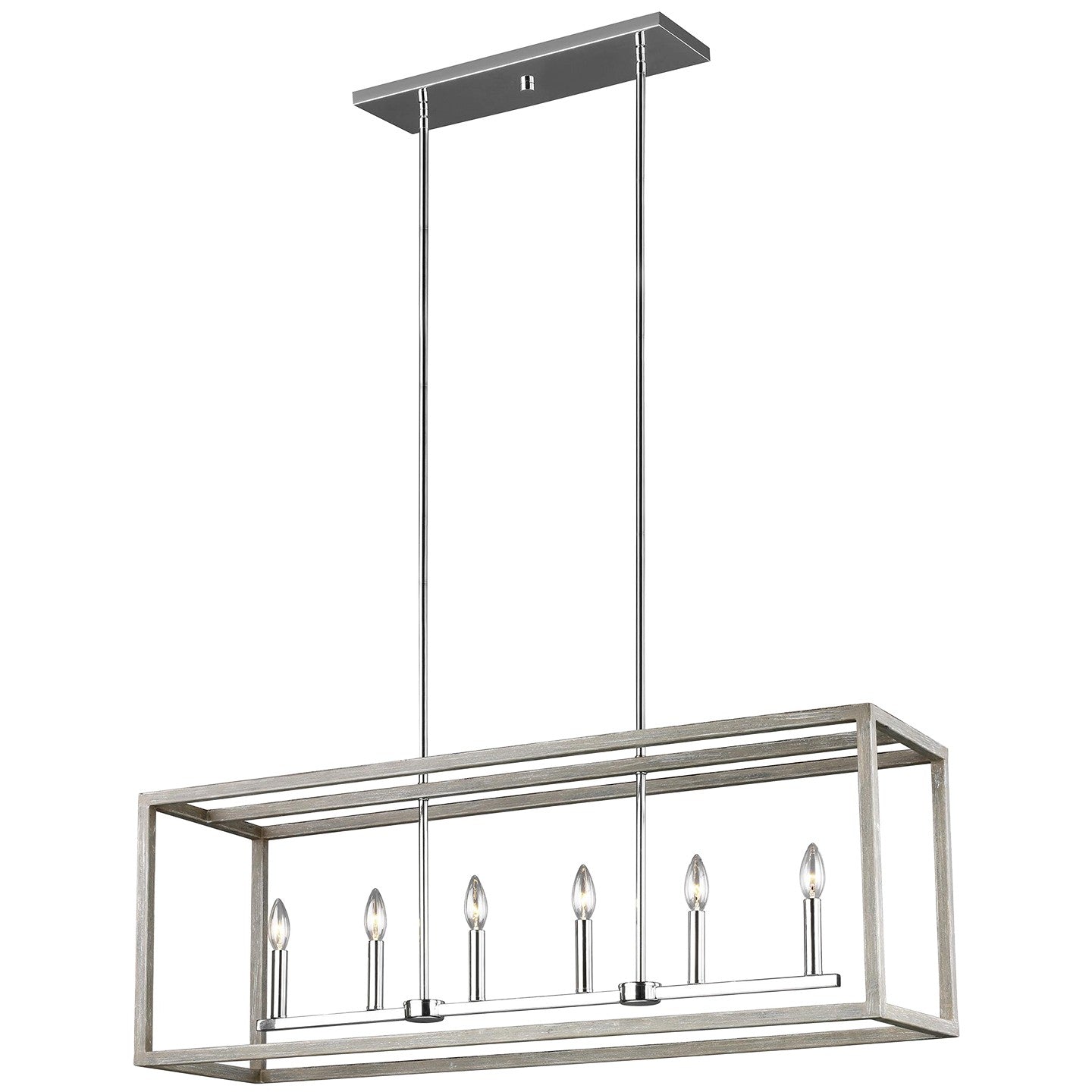 Moffet Street Six Light Island Pendant in Washed Pine