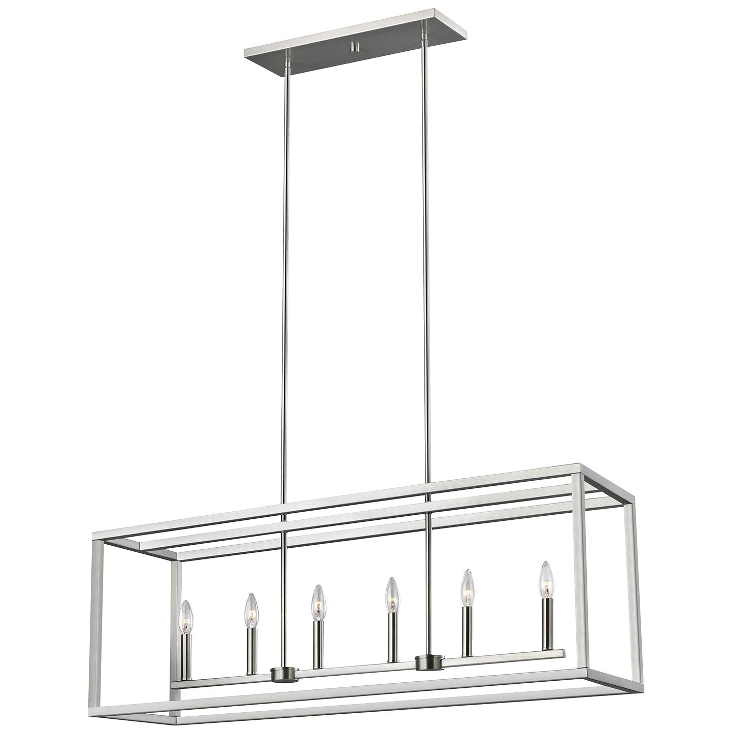 Moffet Street Six Light Island Pendant in Brushed Nickel