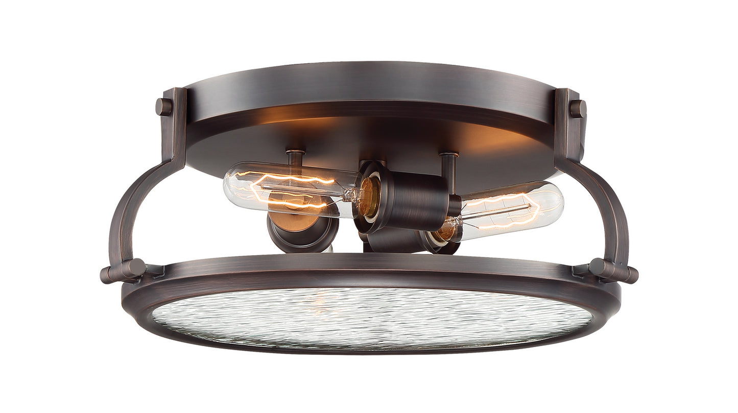 Eaton Three Light Flushmount in Satin Copper Bronze