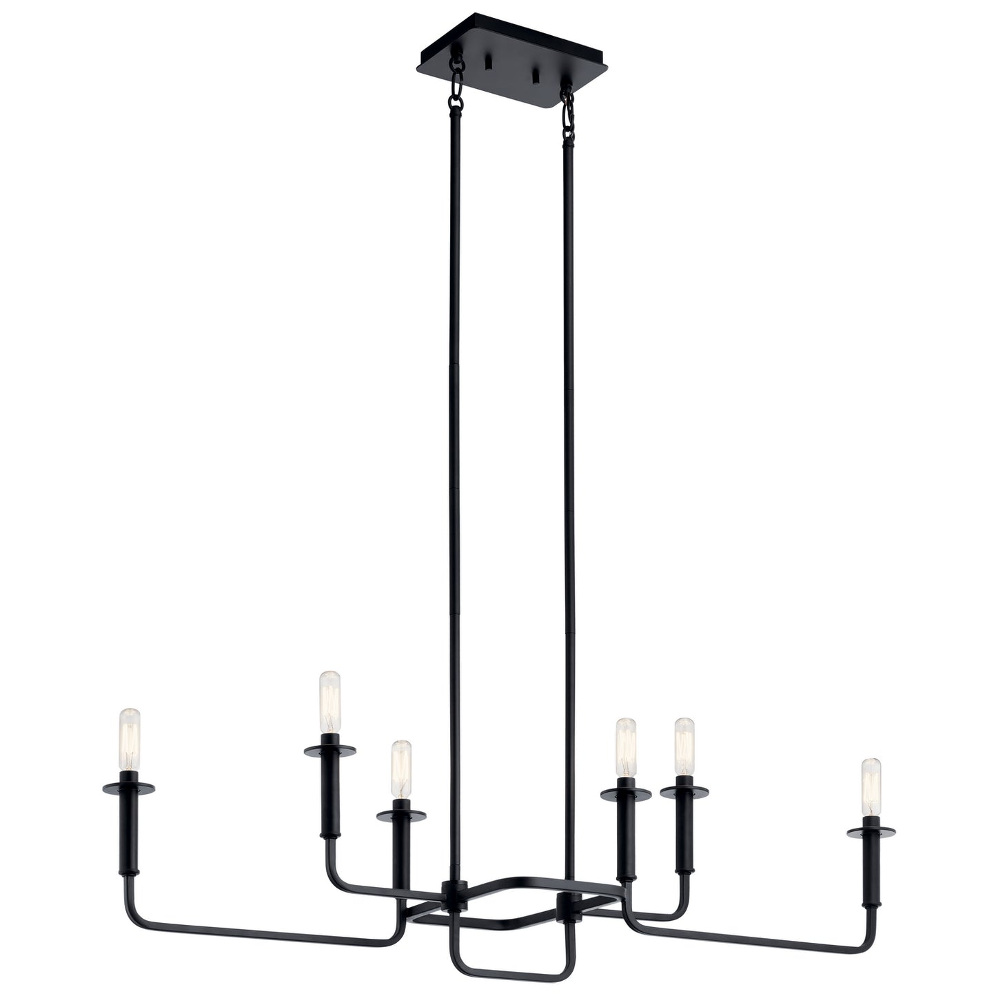 Alden Six Light Linear Chandelier in Black
