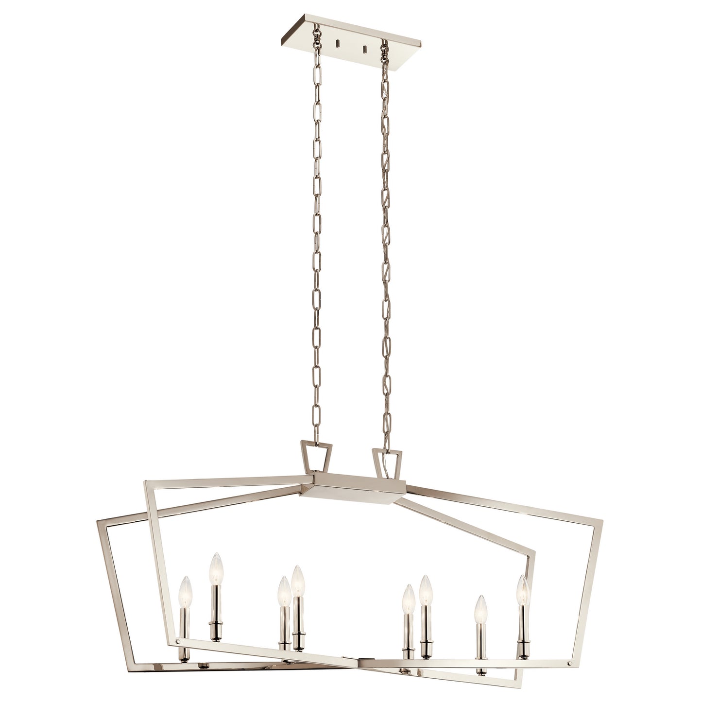 Abbotswell Eight Light Linear Chandelier in Polished Nickel