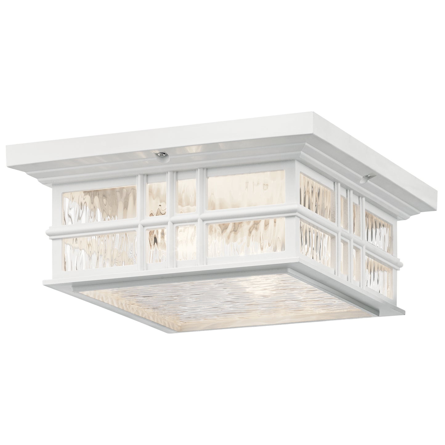 Beacon Square Two Light Outdoor Ceiling Mount in White