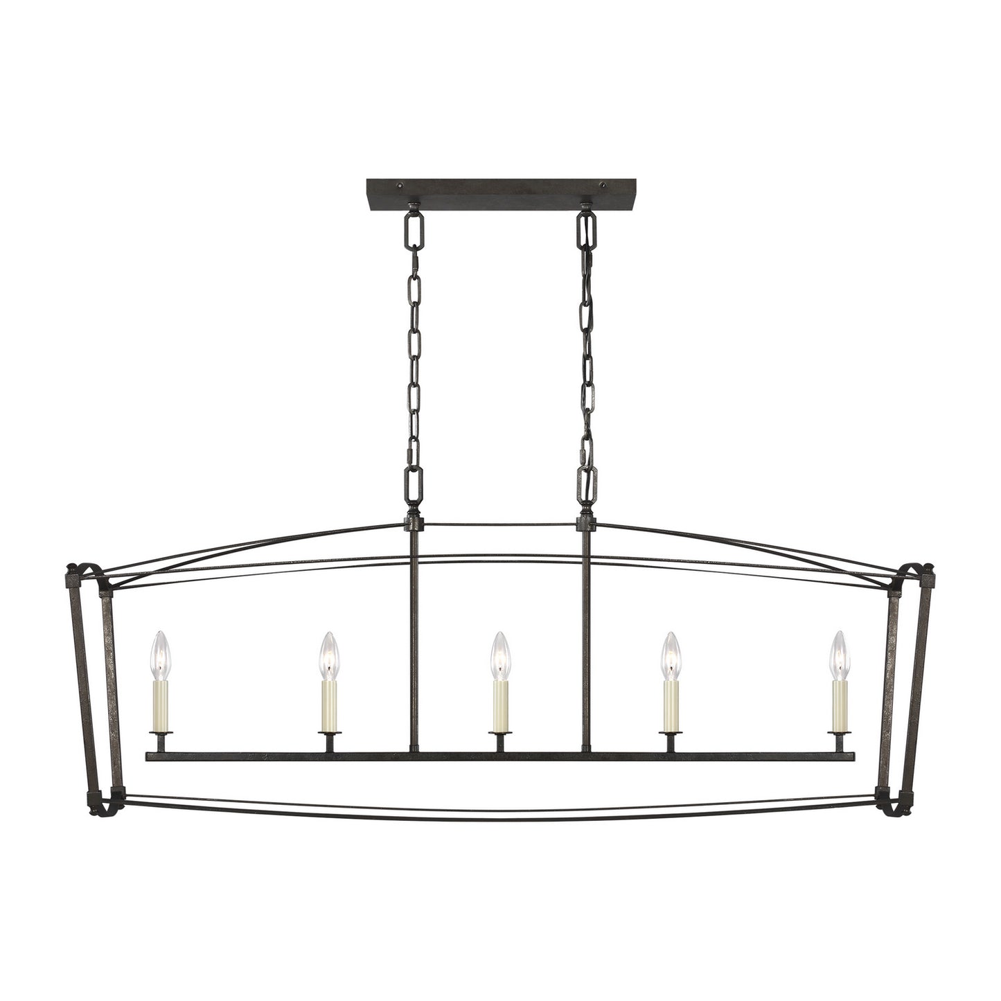 Thayer Five Light Linear Chandelier in Smith Steel