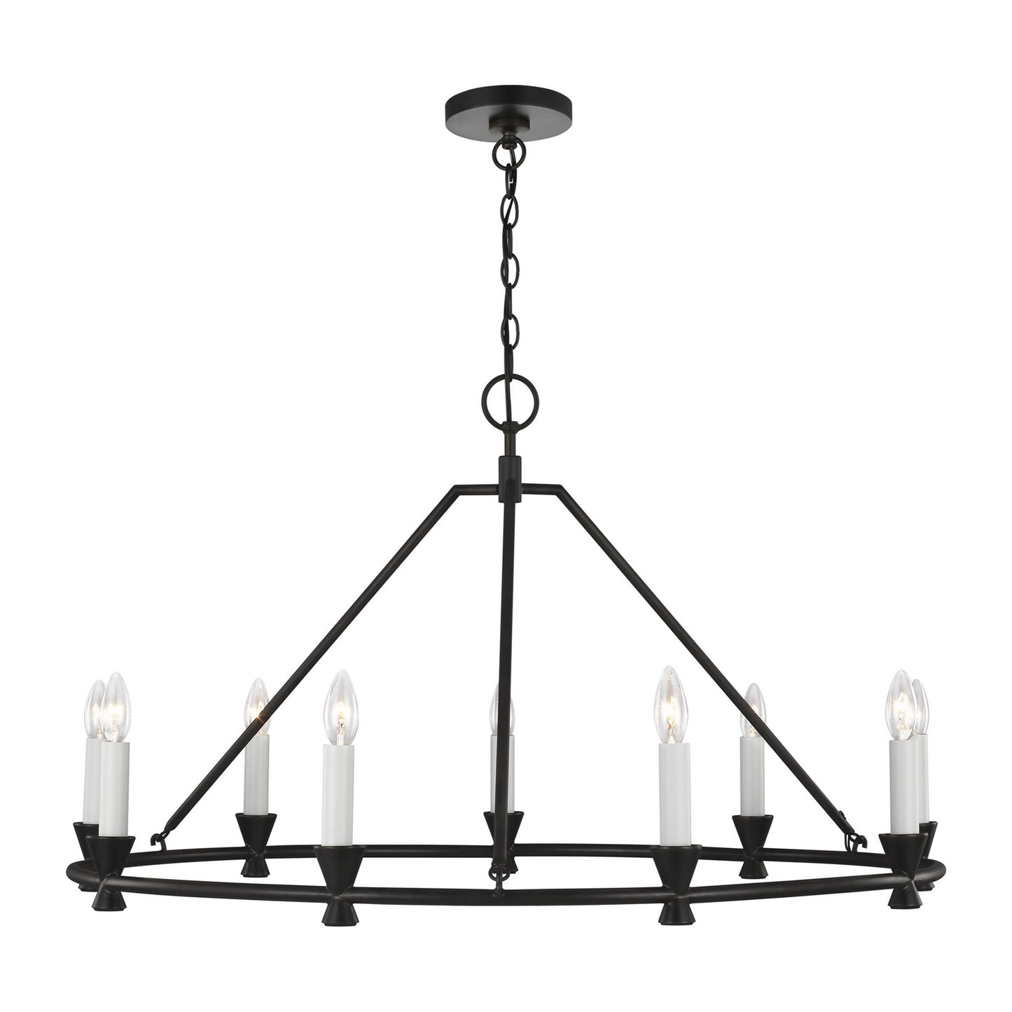 Keystone Nine Light Chandelier in Aged Iron