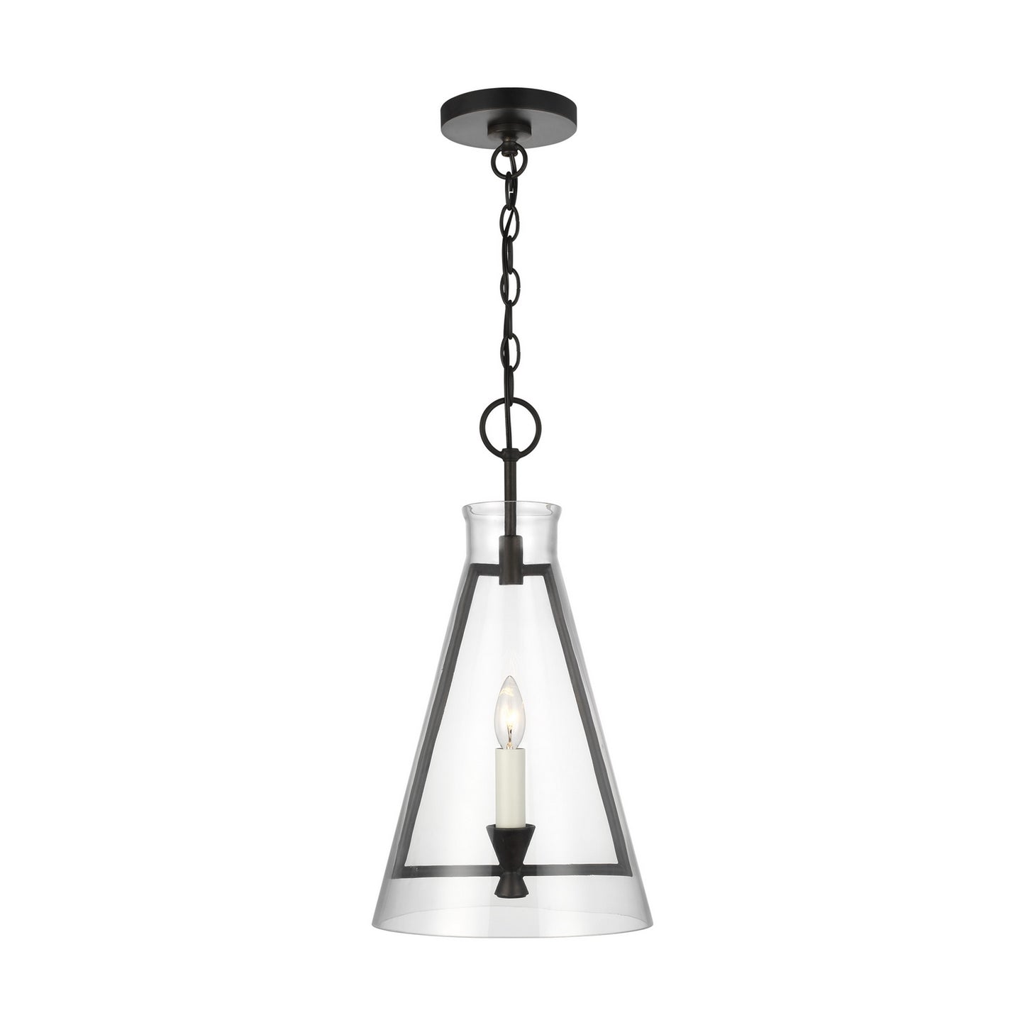 Keystone One Light Pendant in Aged Iron