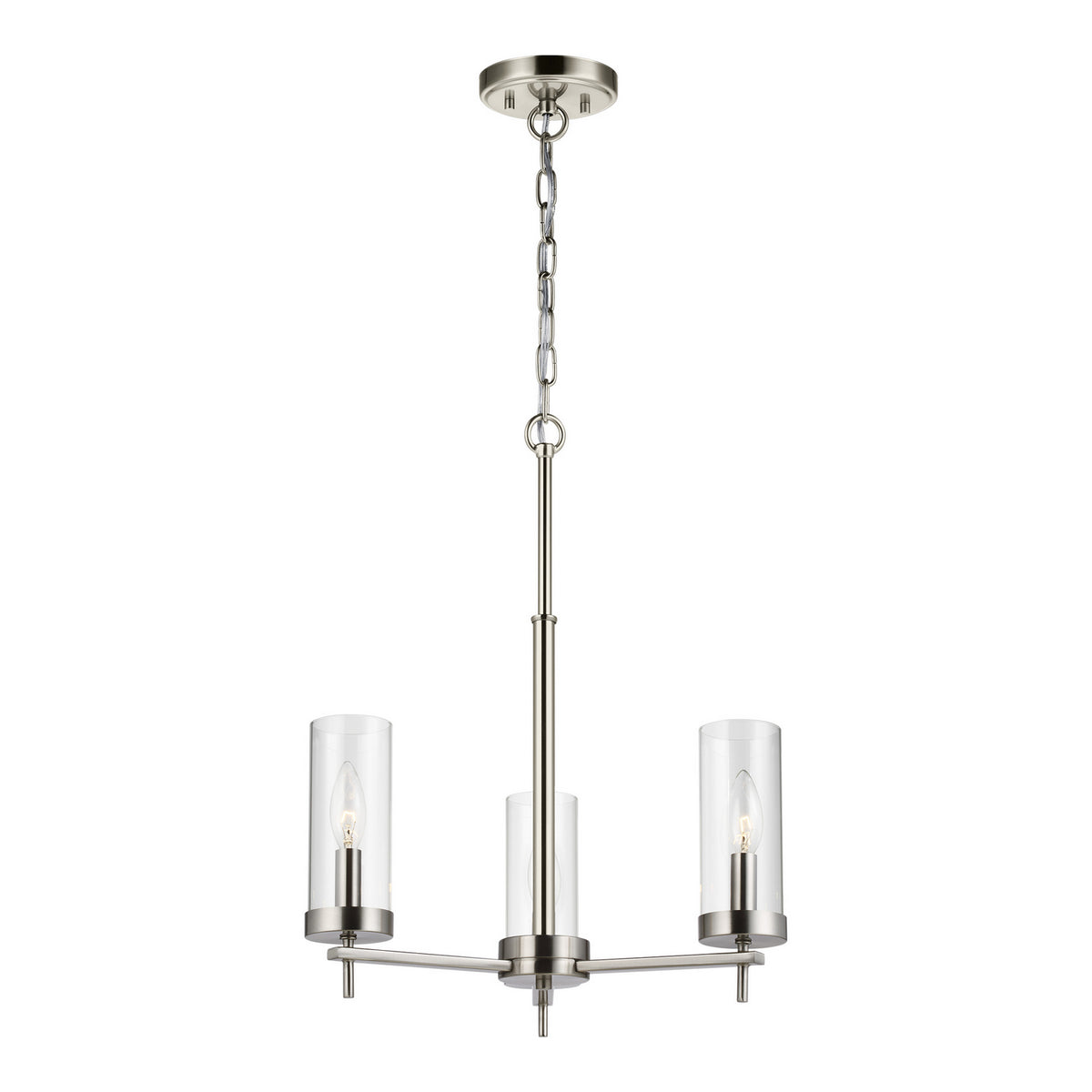 Zire Three Light Chandelier in Brushed Nickel