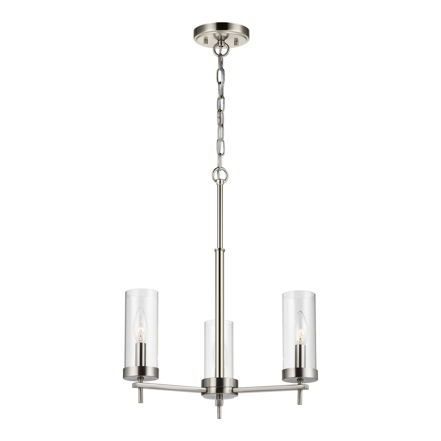 Zire Three Light Chandelier in Brushed Nickel