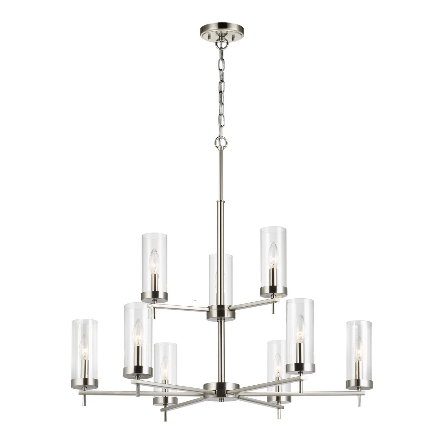 Zire Nine Light Chandelier in Brushed Nickel