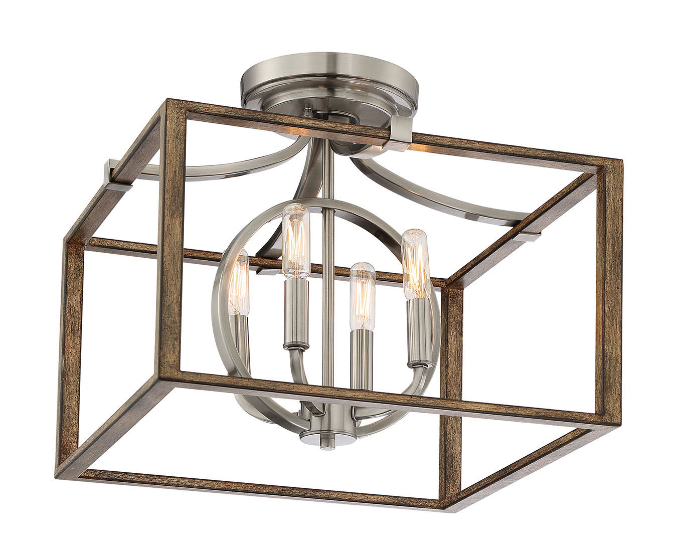Country Estates Four Light Semi Flush Mount in Brush Nickel