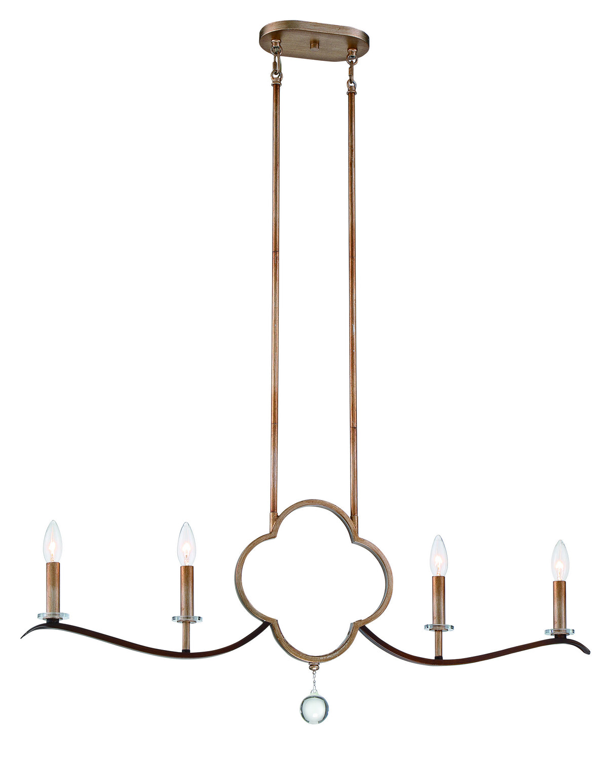 Ava Libertine Four Light Island Pendant in Pale Gold w/Distressed Bronze