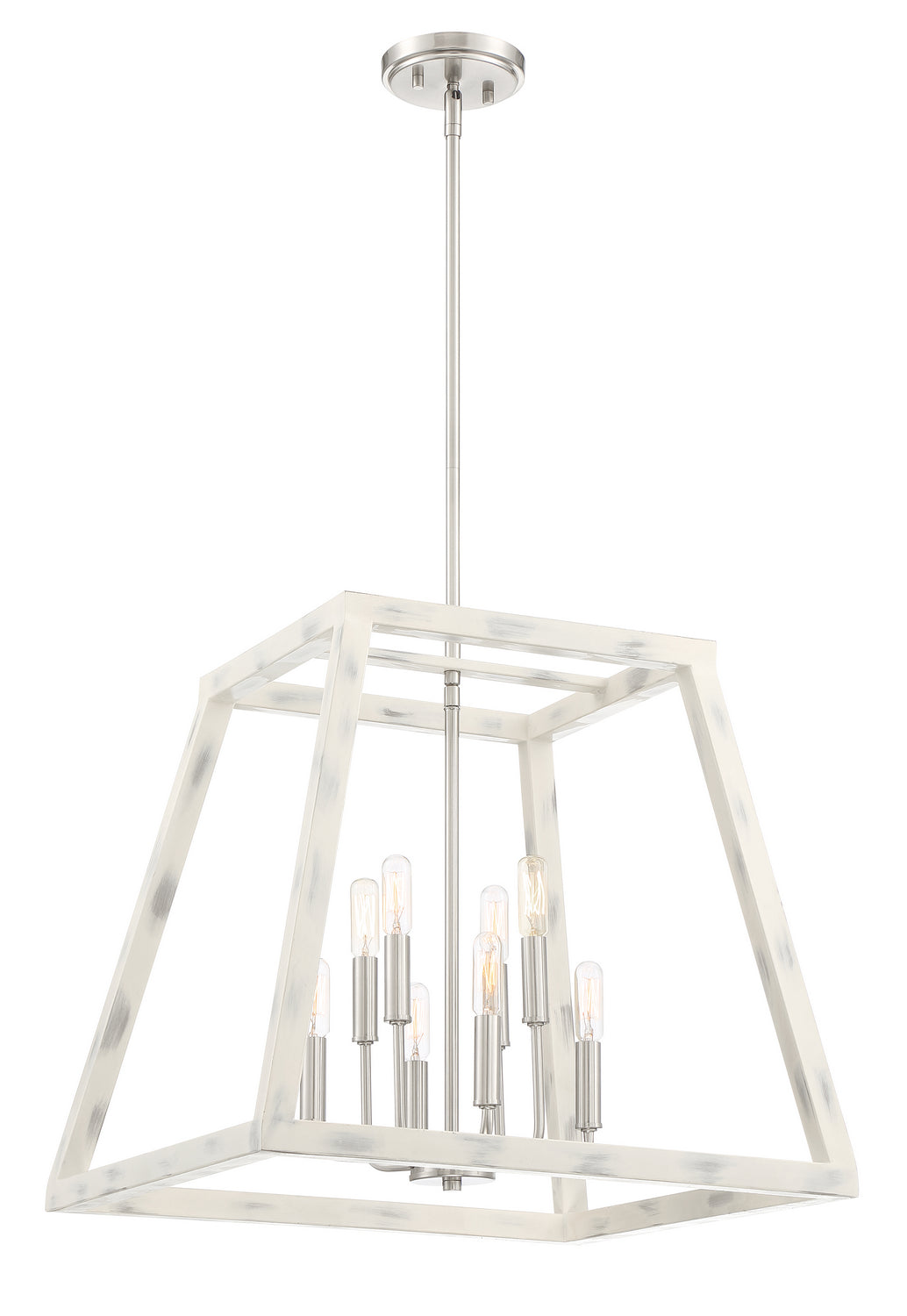 Rhode Eight Light Foyer Pendant in Coastal Weathered White