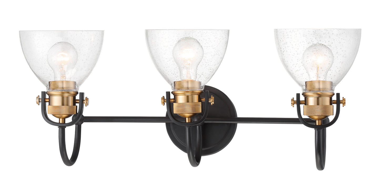 Monico Three Light Bath in Bronze w/Brass