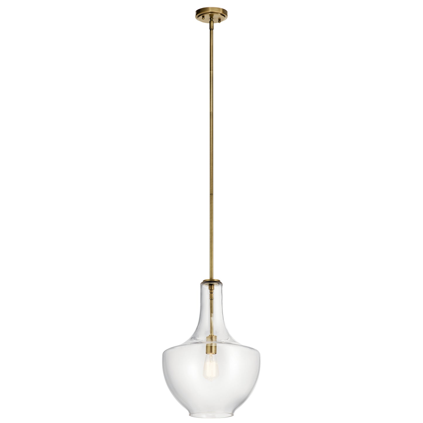 Everly One Light Pendant in Natural Brass
