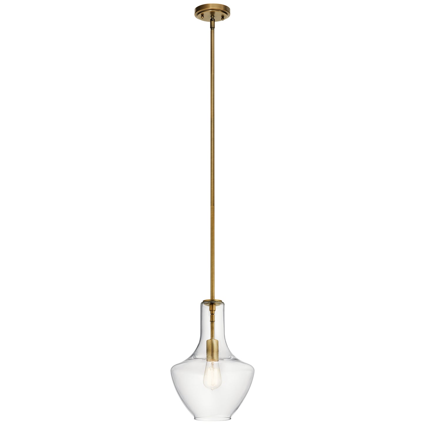 Everly One Light Pendant in Natural Brass