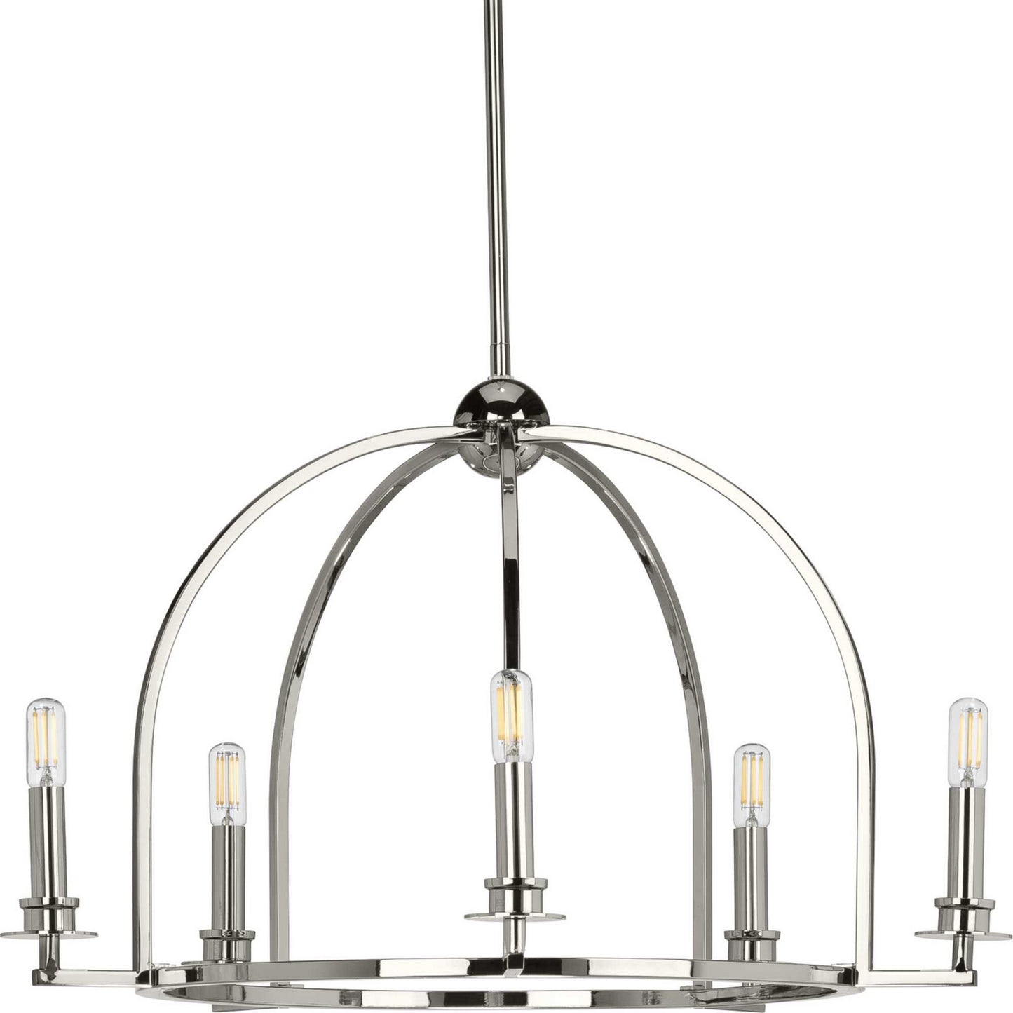 Seneca Five Light Chandelier in Polished Nickel