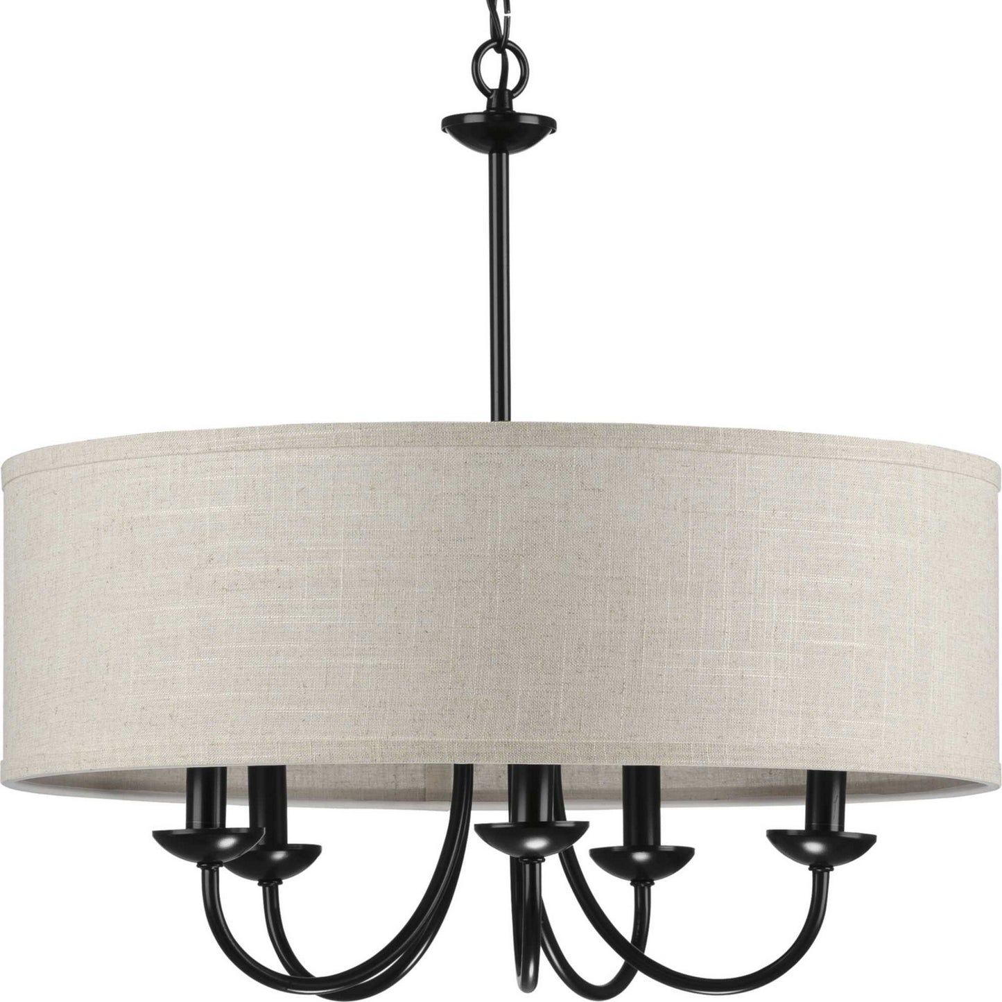 Drum Shade Five Light Chandelier in Black