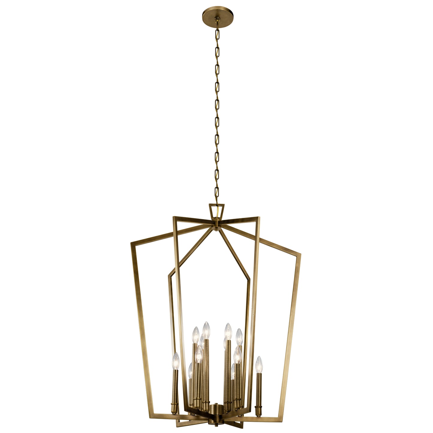 Abbotswell 12 Light Foyer Chandelier in Natural Brass