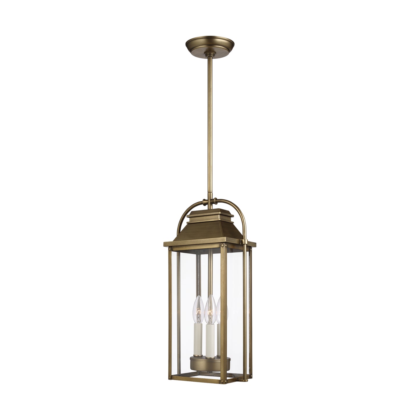 Wellsworth Three Light Pendant in Painted Distressed Brass